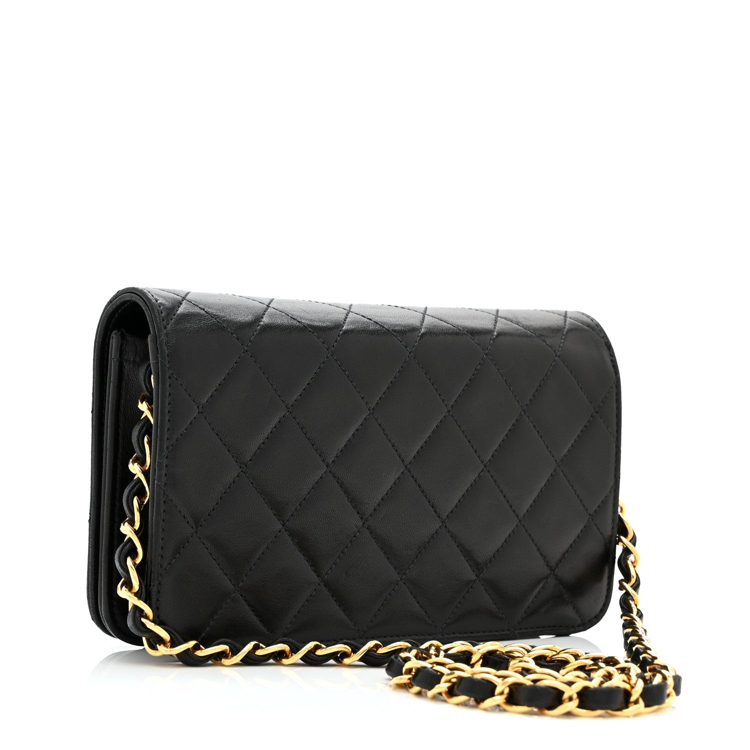 Lambskin Quilted Small Single Flap Black