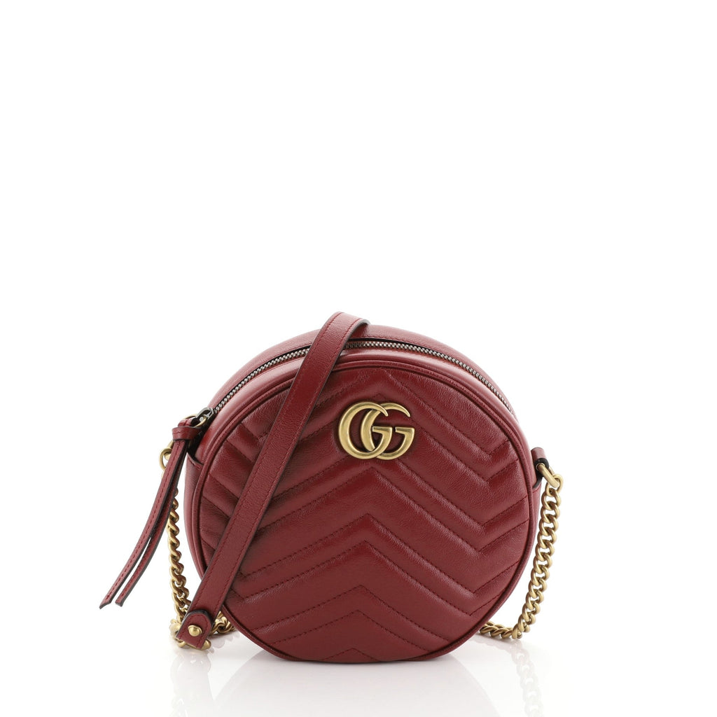 GG Marmont Round Shoulder Bag Matelasse Leather Mini