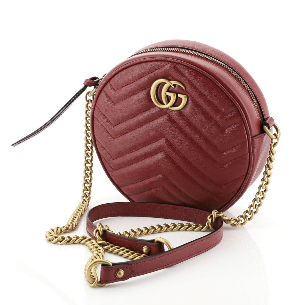 GG Marmont Round Shoulder Bag Matelasse Leather Mini