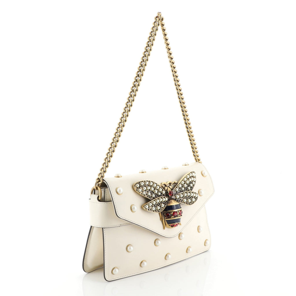 Broadway Pearly Bee Shoulder Bag Embellished Leather Mini