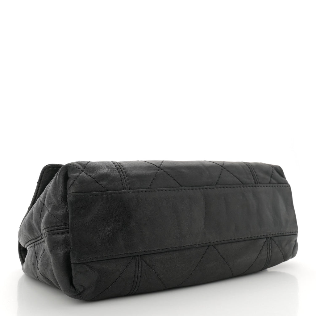 Lambskin Quilted Large Soft Touch Flap Black