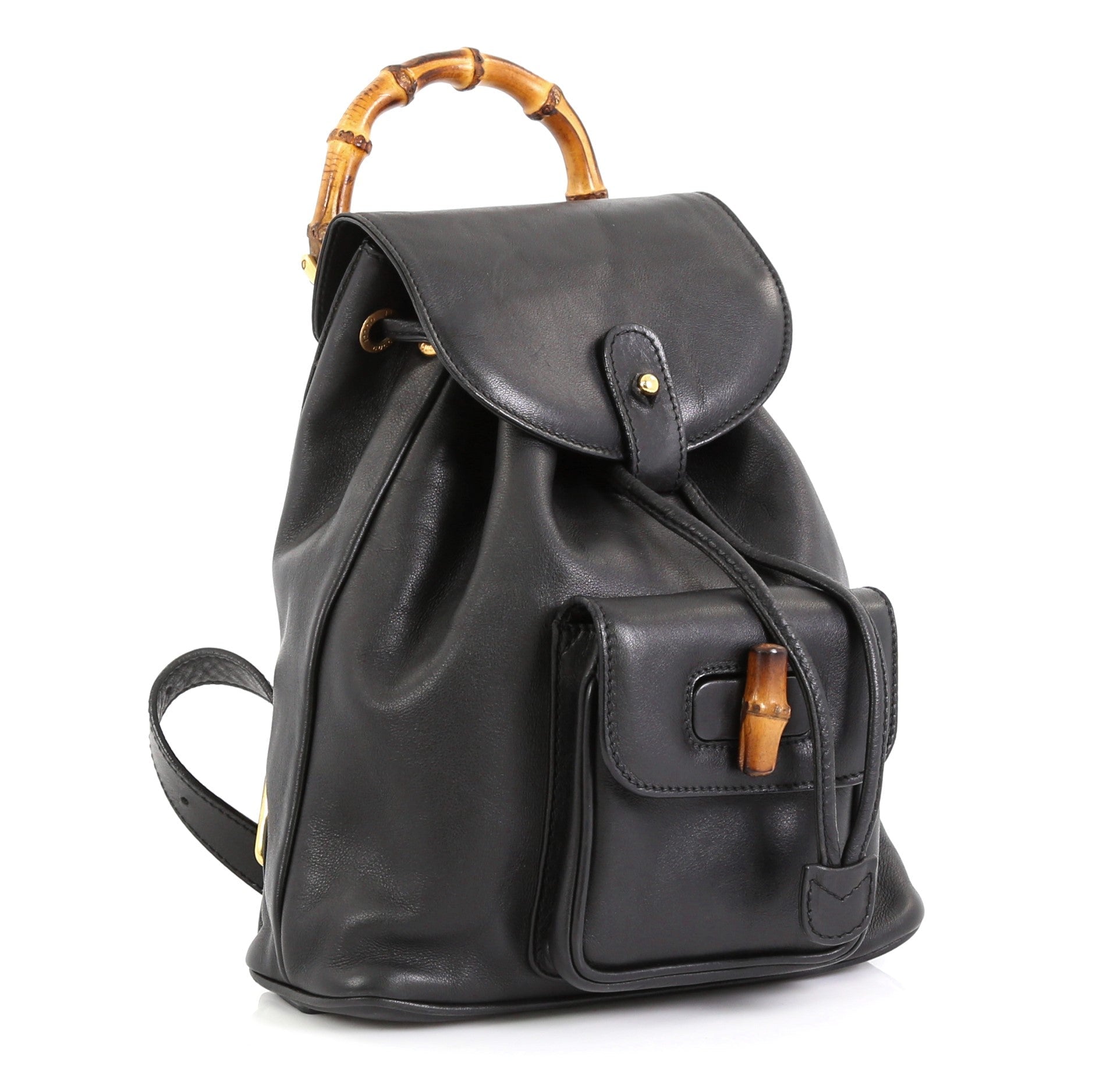 Vintage Bamboo Backpack Leather Mini