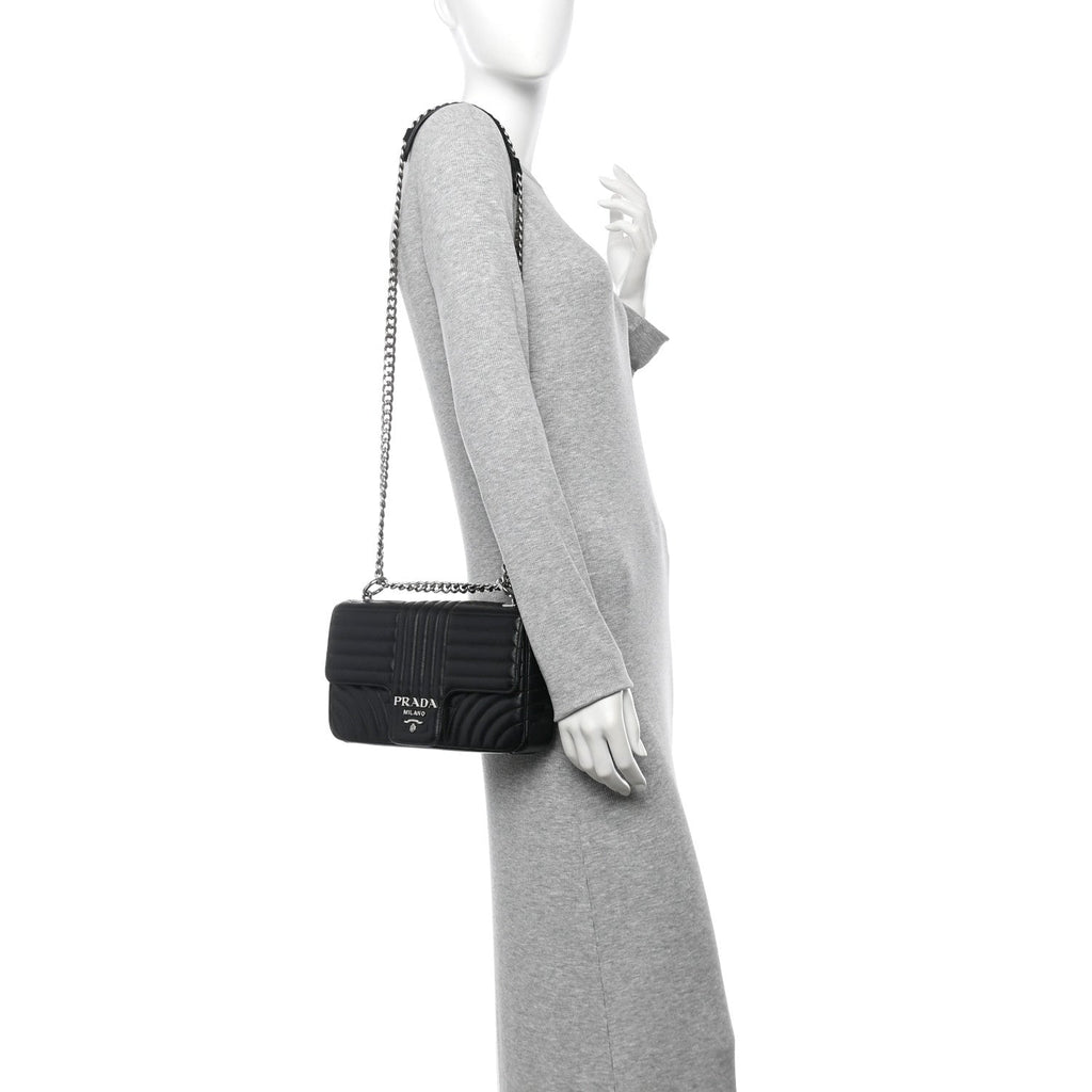Soft Calfskin Impunture Diagramme Medium Chain Flap Shoulder Bag Black