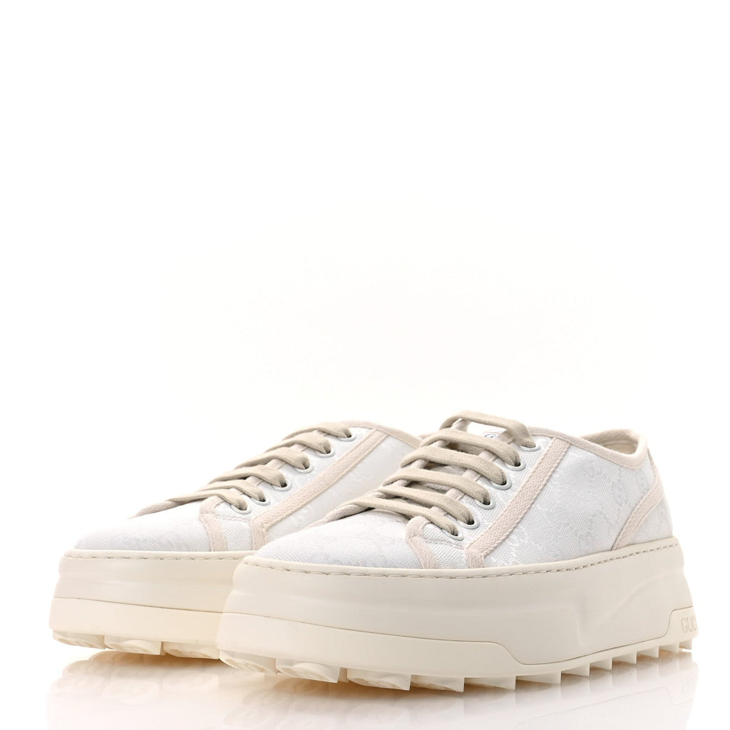 GG Monogram Womens 1977 Tennis Platform 52mm Sneakers 40.5 Great White Mystic White