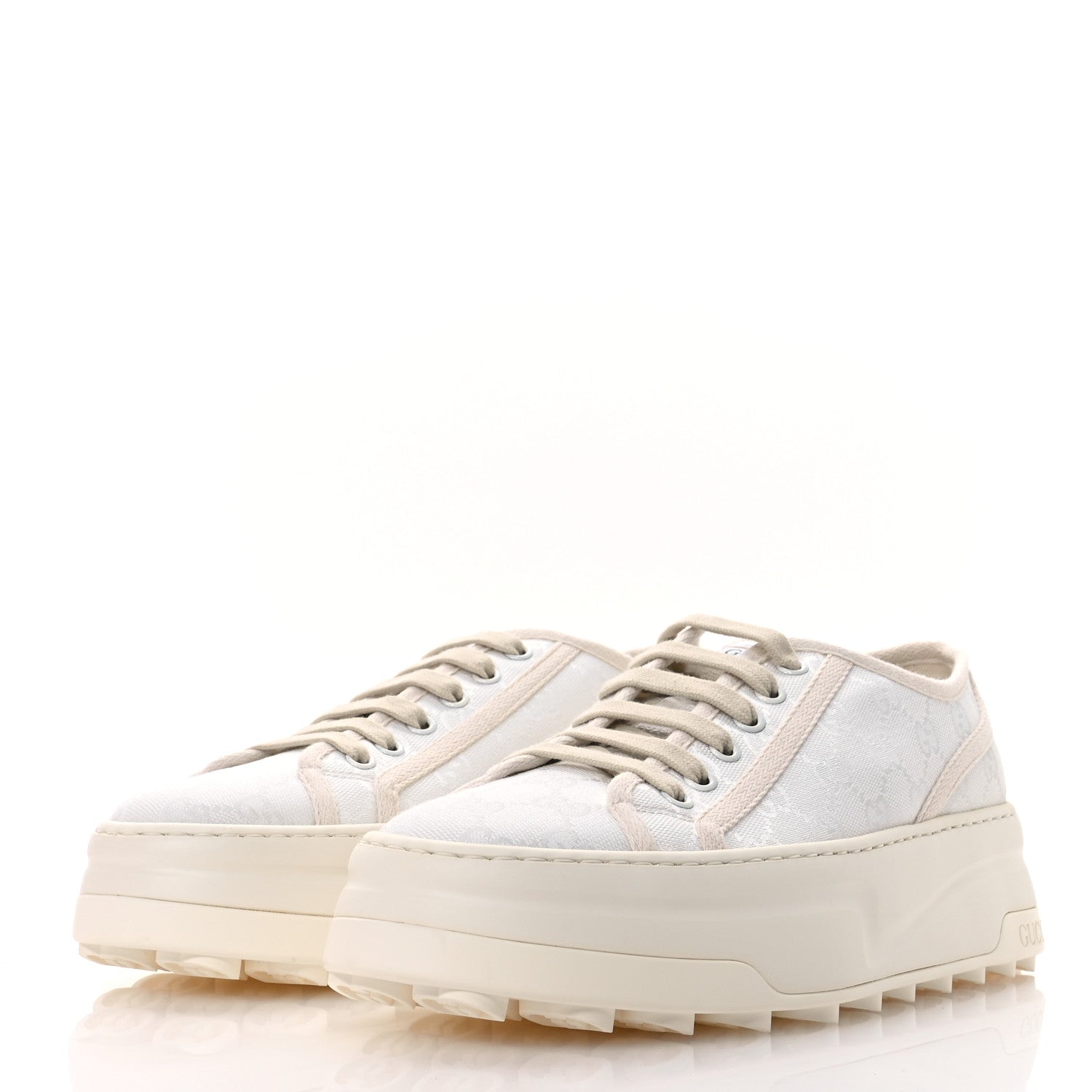 GG Monogram Womens 1977 Tennis Platform 52mm Sneakers 40.5 Great White Mystic White