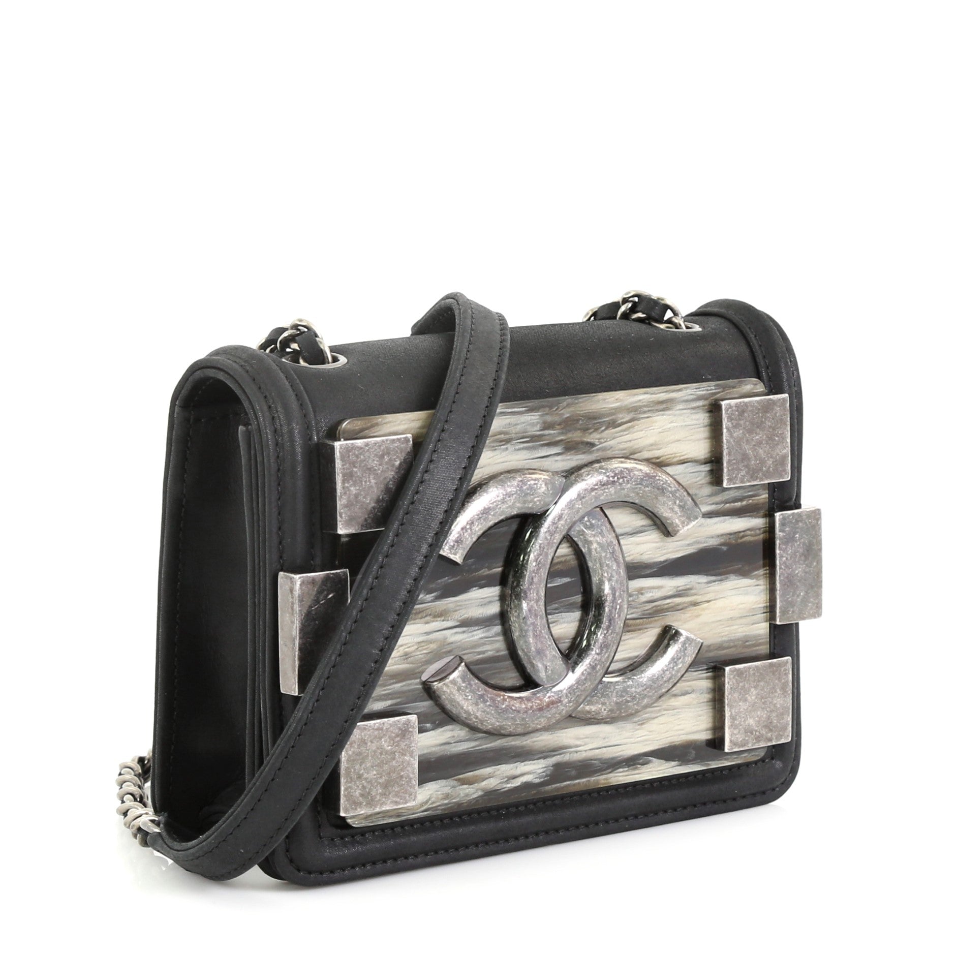 Boy Brick Flap Bag Iridescent Calfskin and Plexiglass Mini