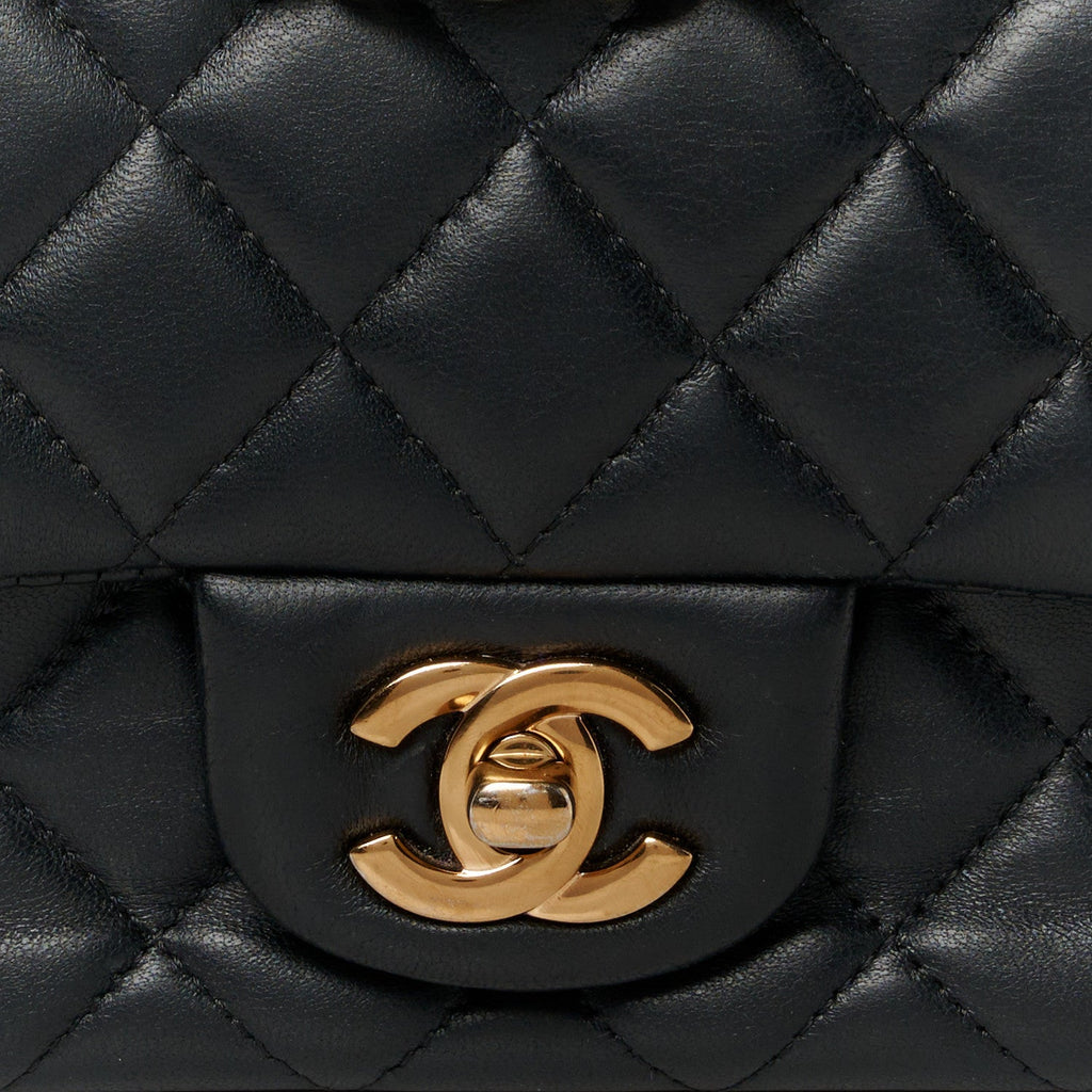 Lambskin Quilted Mini Rectangular Flap Black