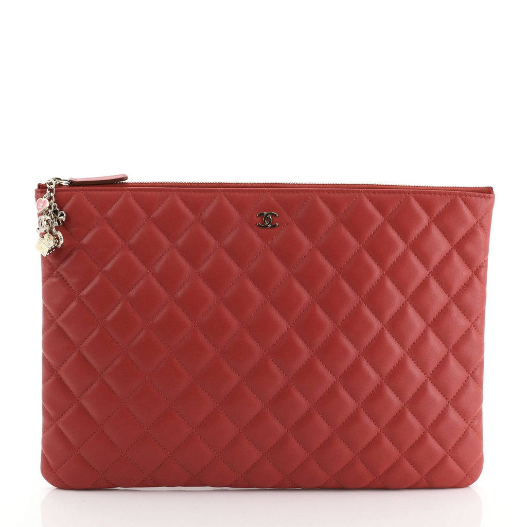 CC Casino O Case Clutch Quilted Lambskin Large