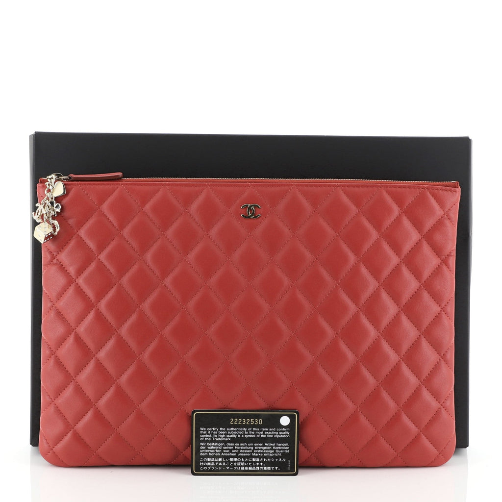 CC Casino O Case Clutch Quilted Lambskin Large