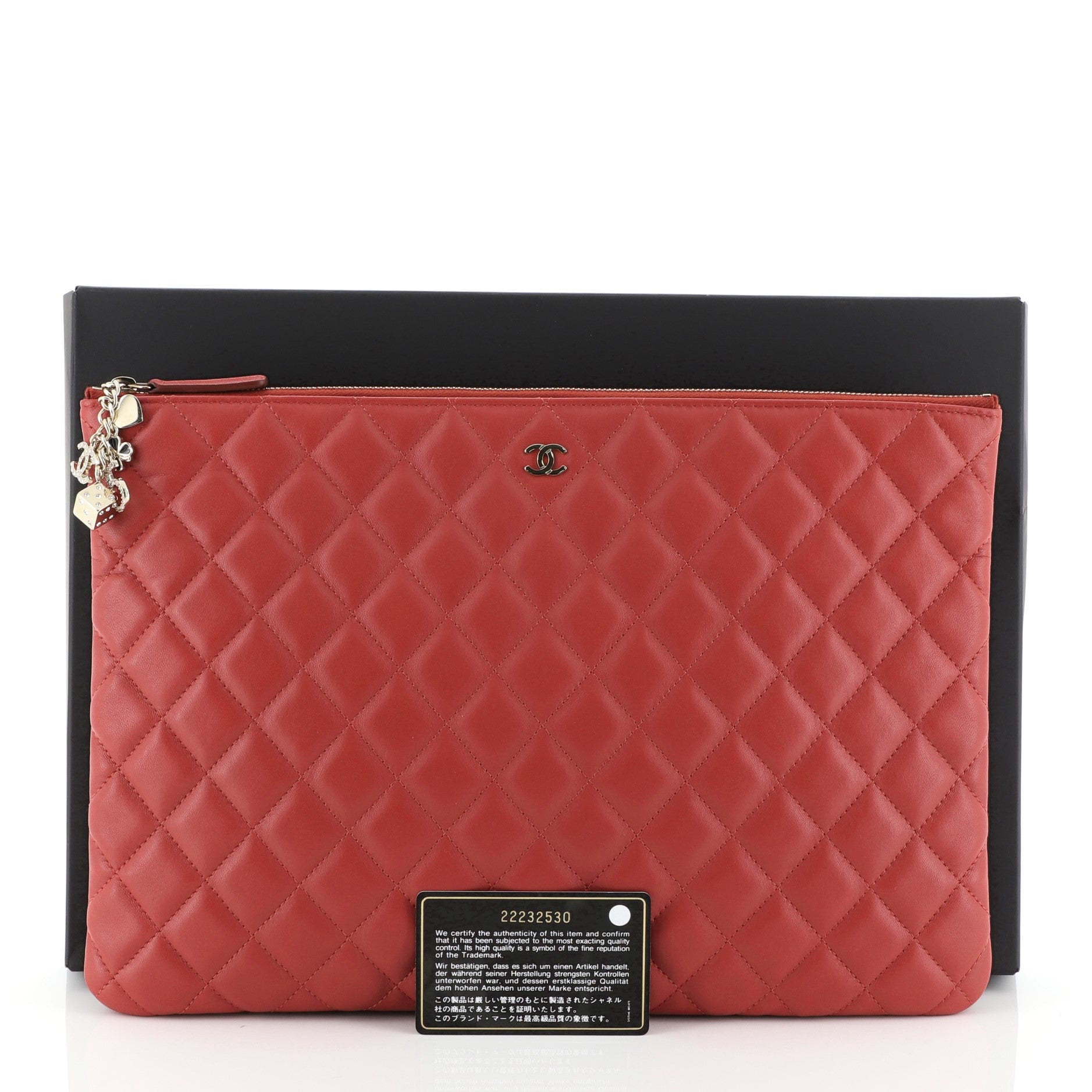 CC Casino O Case Clutch Quilted Lambskin Large