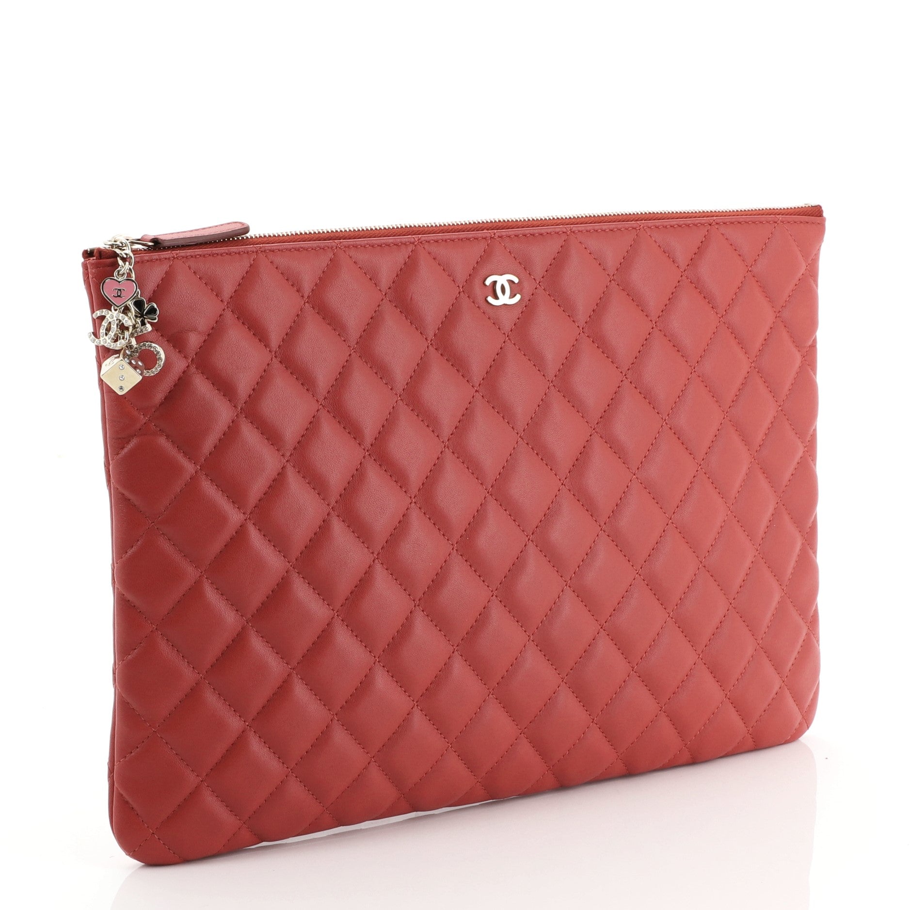 CC Casino O Case Clutch Quilted Lambskin Large