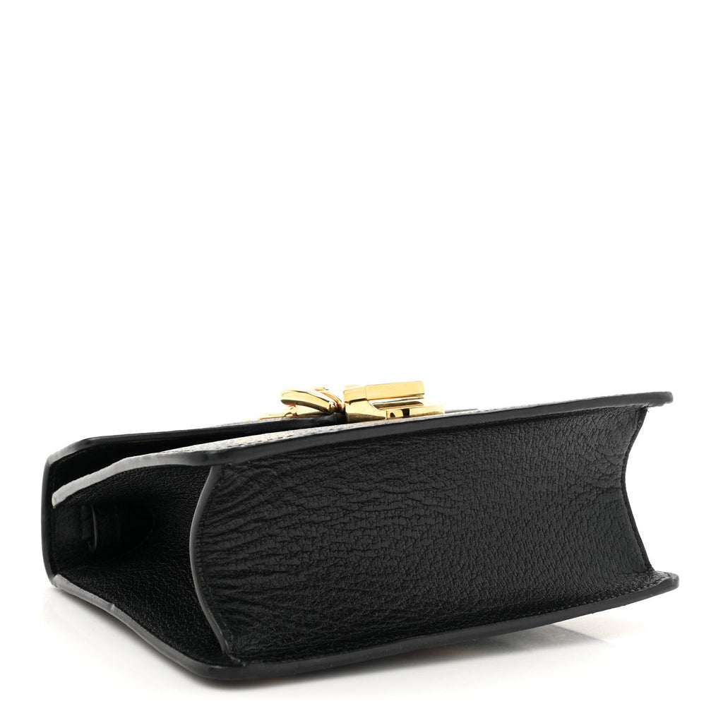 Textured Calfskin Bee Star Print Mini Sylvie Top Handle Bag Black