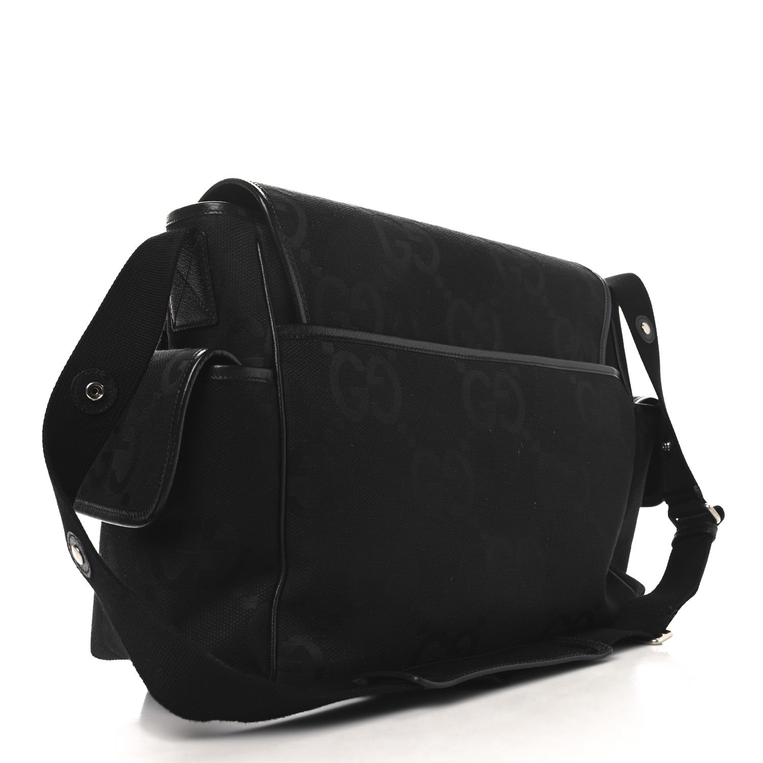 Canvas Monogram Jumbo GG Messenger Diaper Bag Black