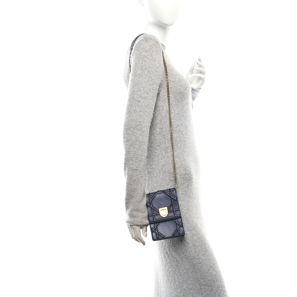 Lambskin Studded Vertical Diorama Indigo