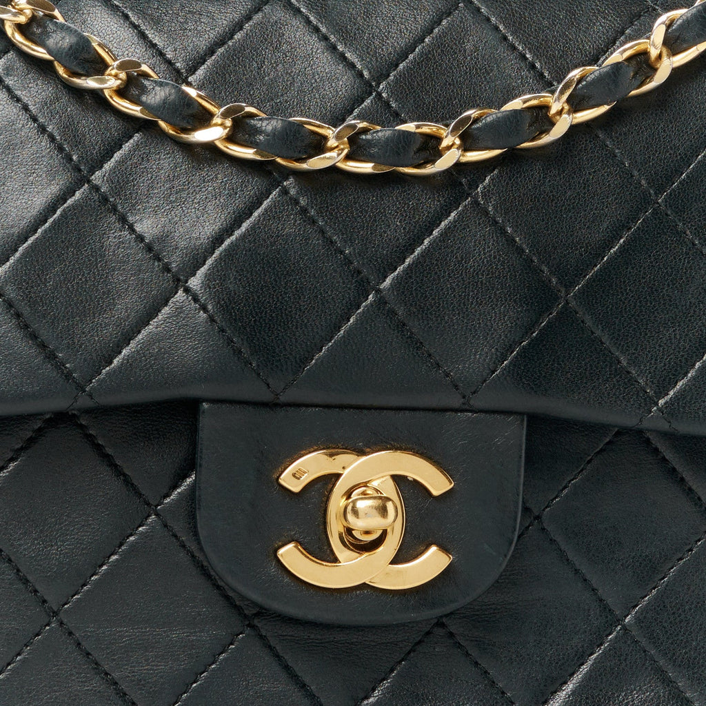 Lambskin Quilted Small Double Flap Black