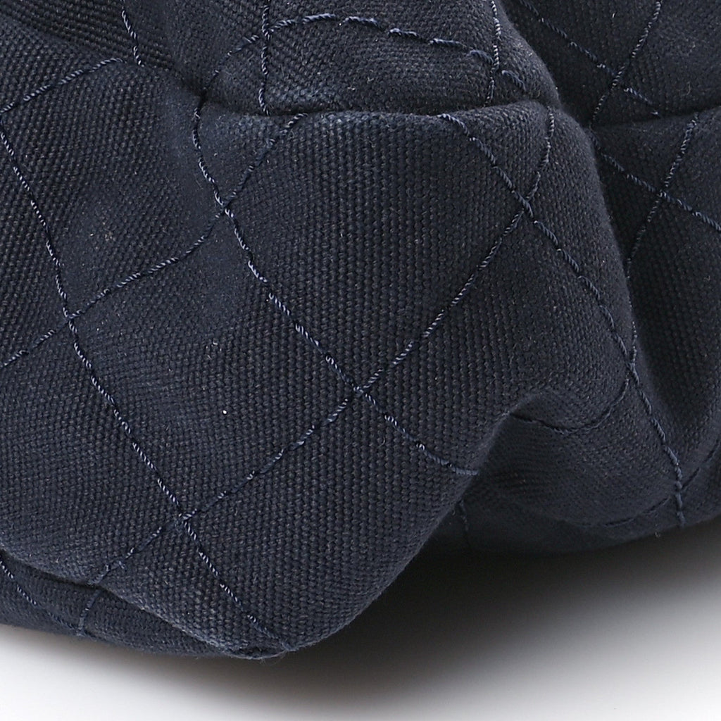 Canvas Quilted La Pausa Large Shopping Tote Navy