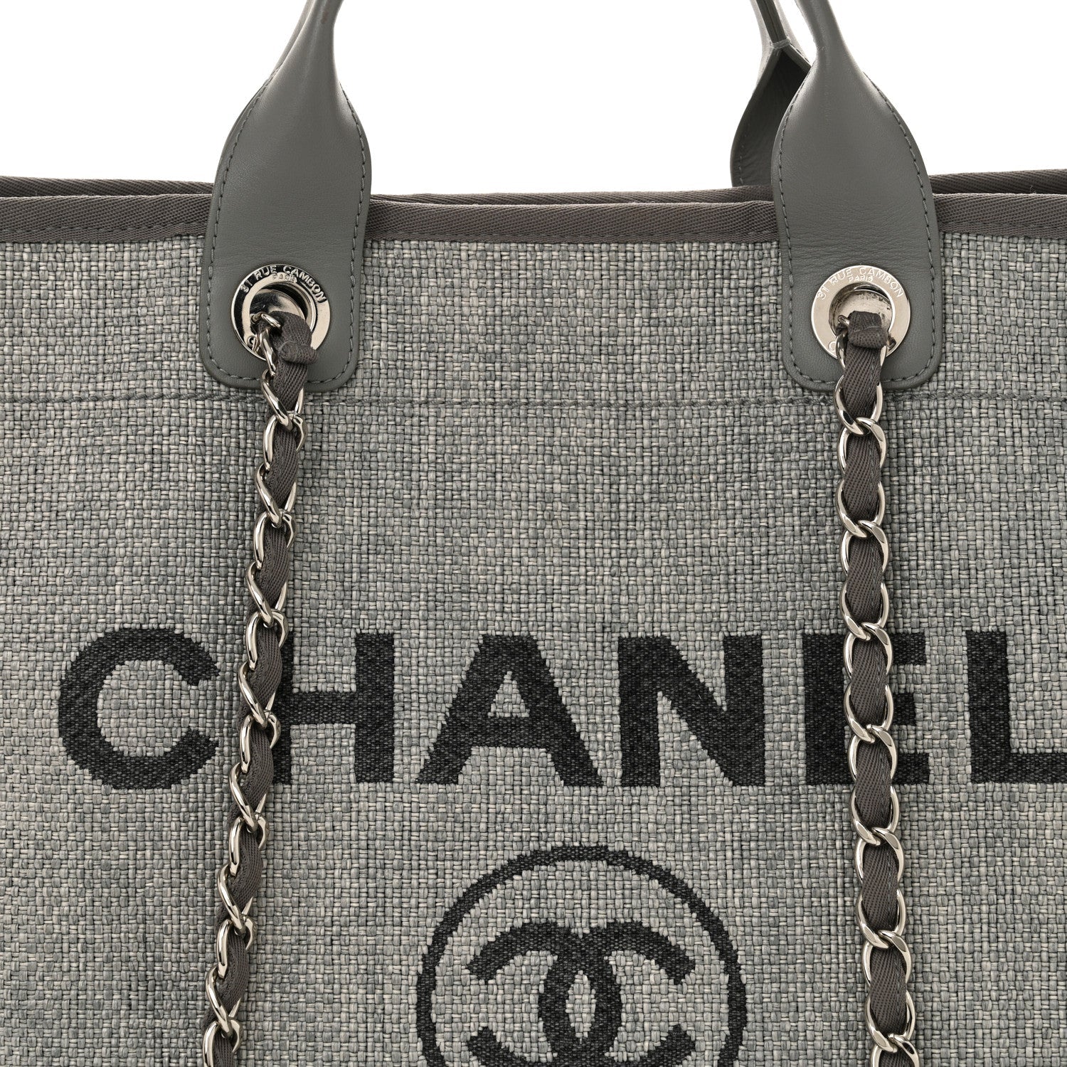 Woven Straw Raffia Large Deauville Tote Grey