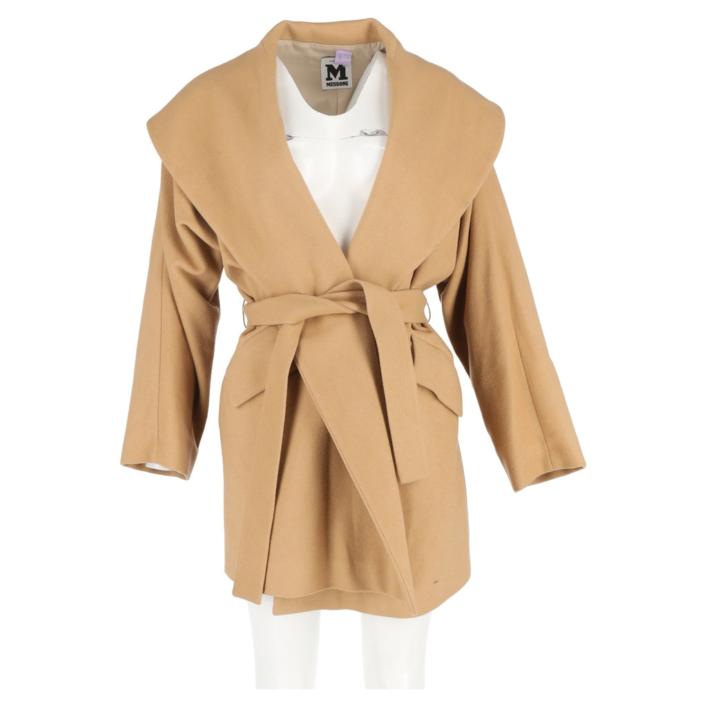 Missoni Belted Coat with Pockets in Brown Wool
