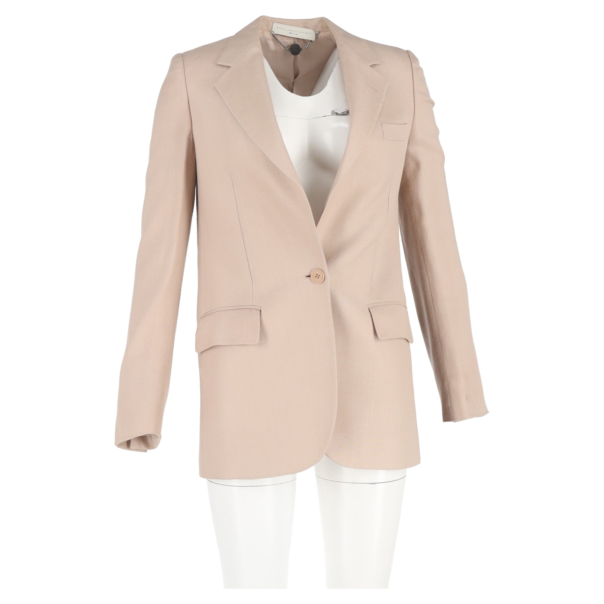 Stella Mccartney Single-Breasted Blazer in Nude Linen