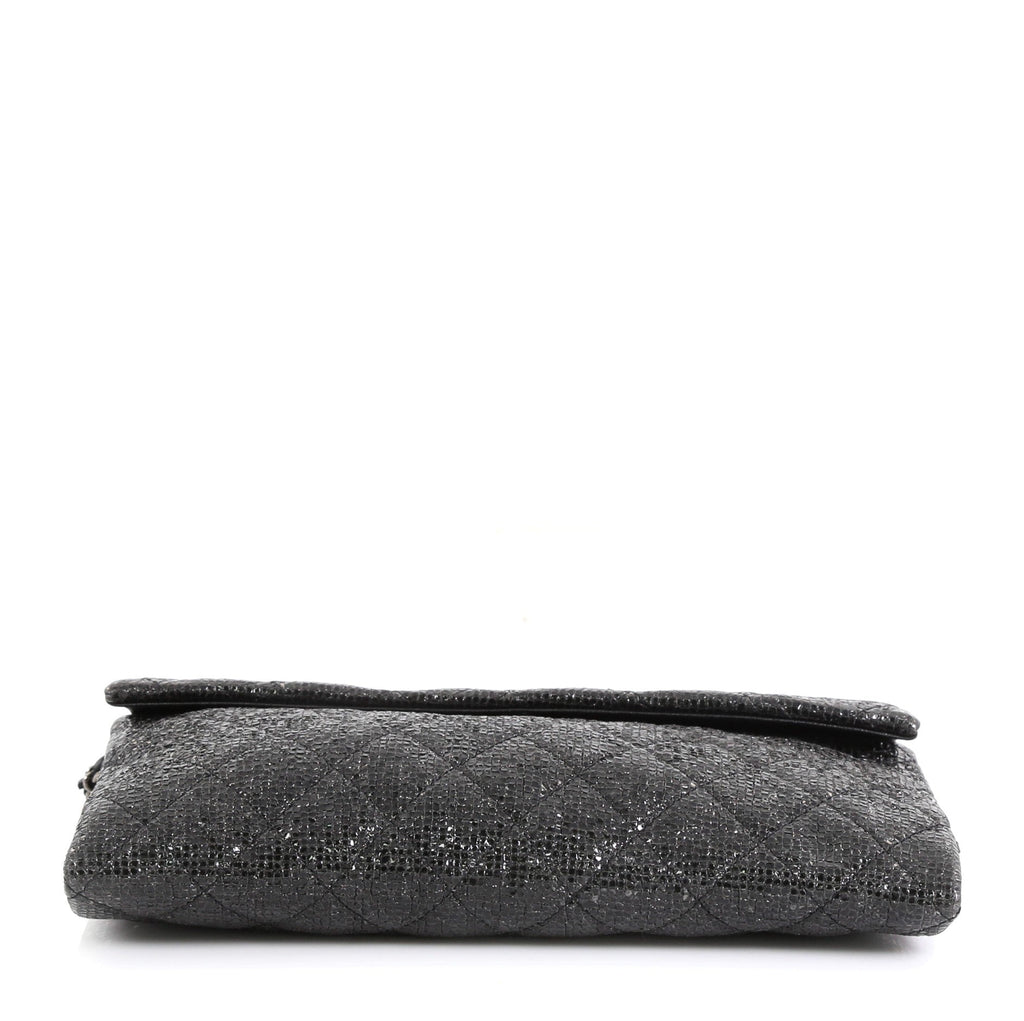 Chain Clutch Quilted Glittered Calfskin