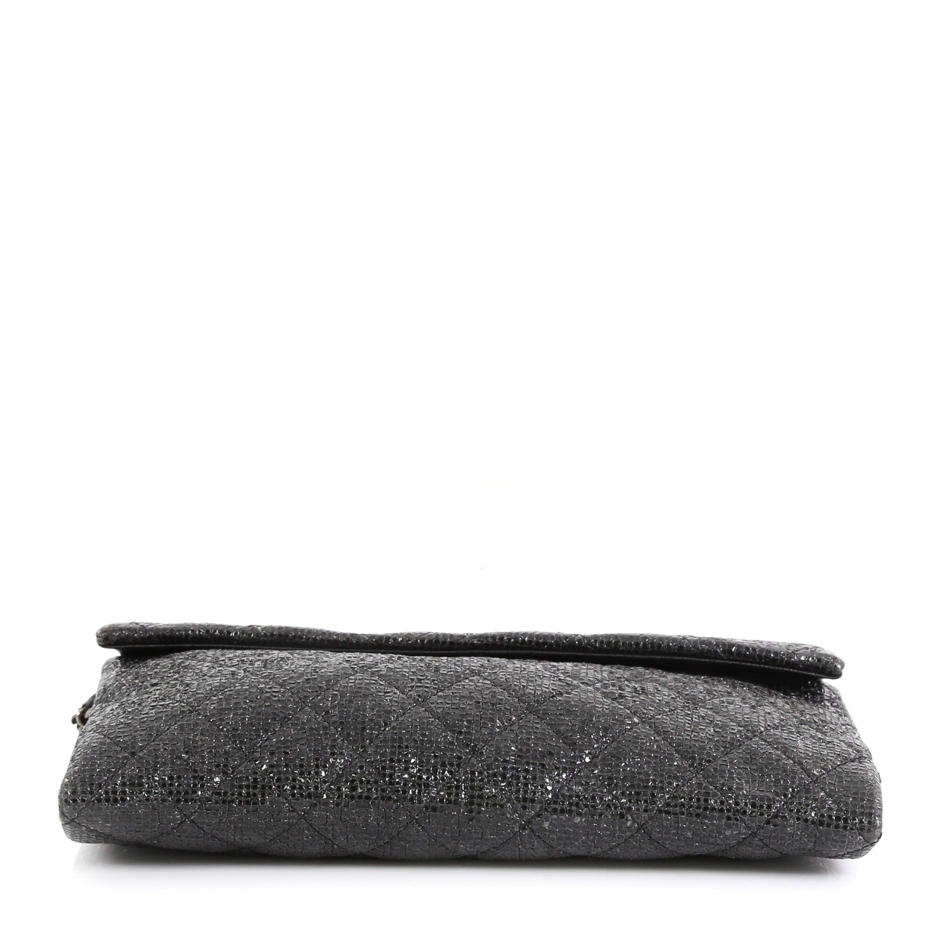 Chain Clutch Quilted Glittered Calfskin