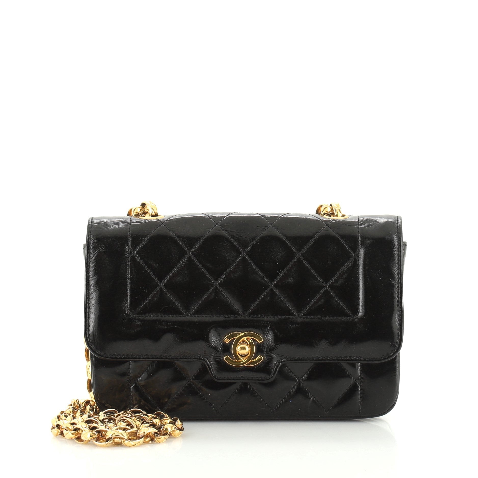Vintage Diana Flap Bag Quilted Patent Mini