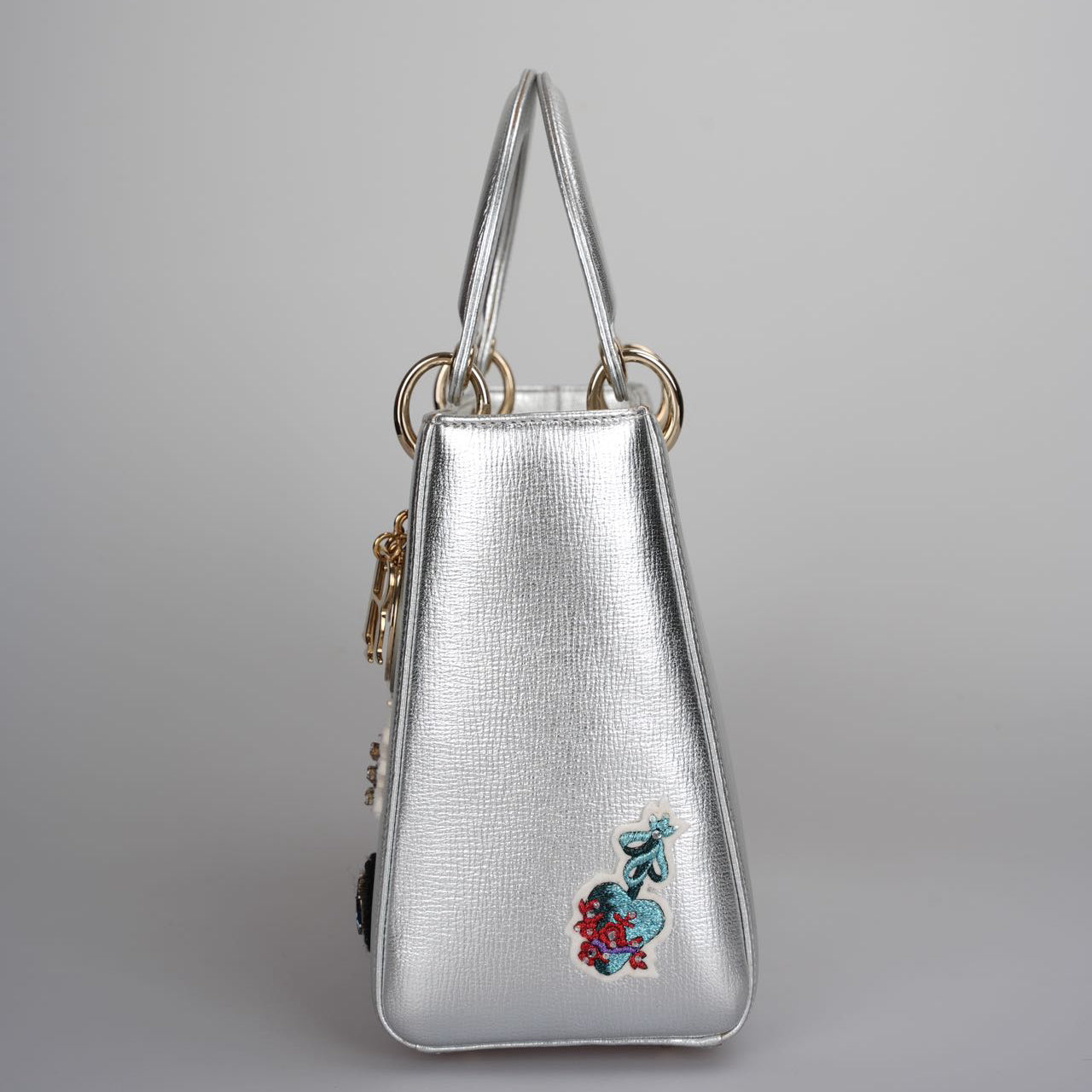 Christian Dior Leather Lady Dior Shoulder Bag in Silver Limited Edition