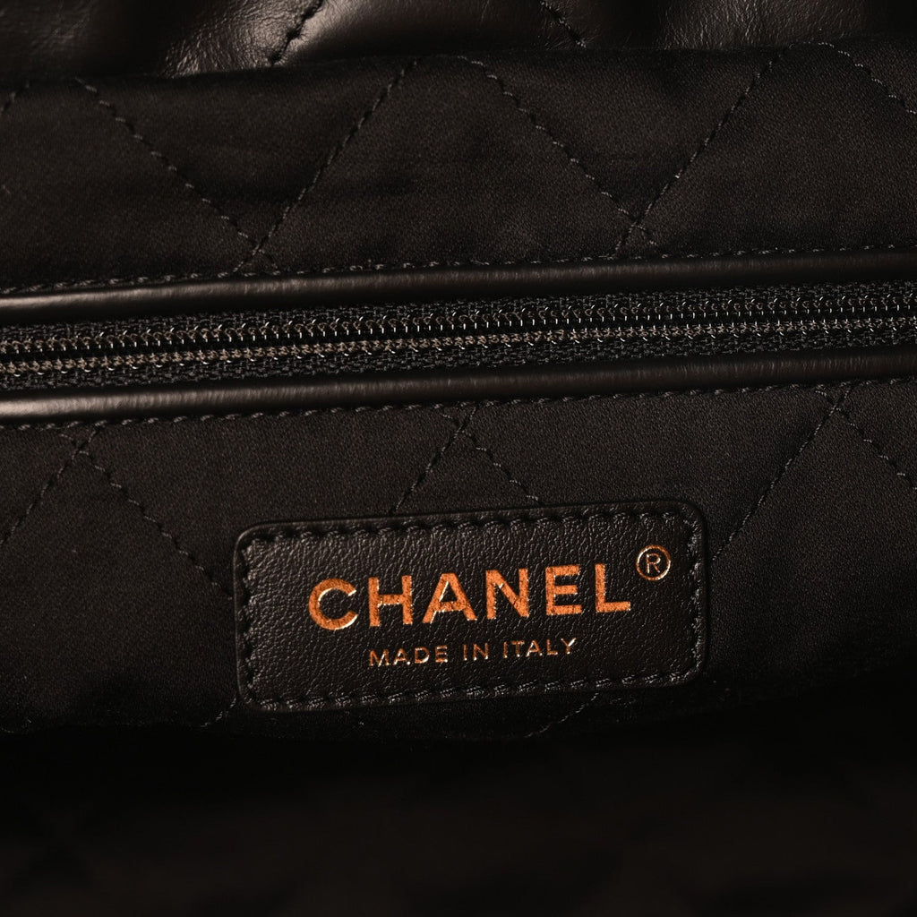 Calfskin Quilted Large Chanel 22 Black White