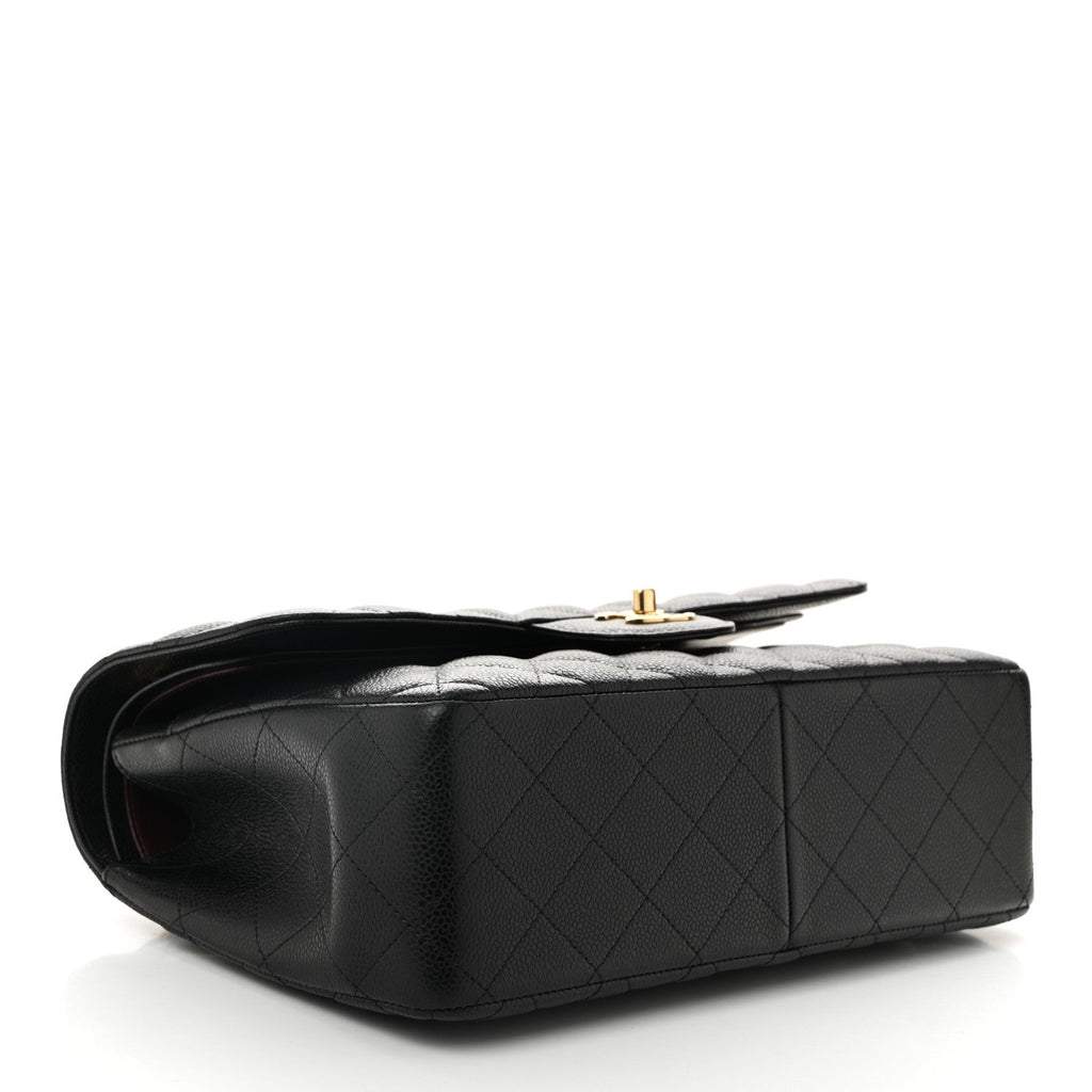 Caviar Quilted Jumbo Double Flap Black