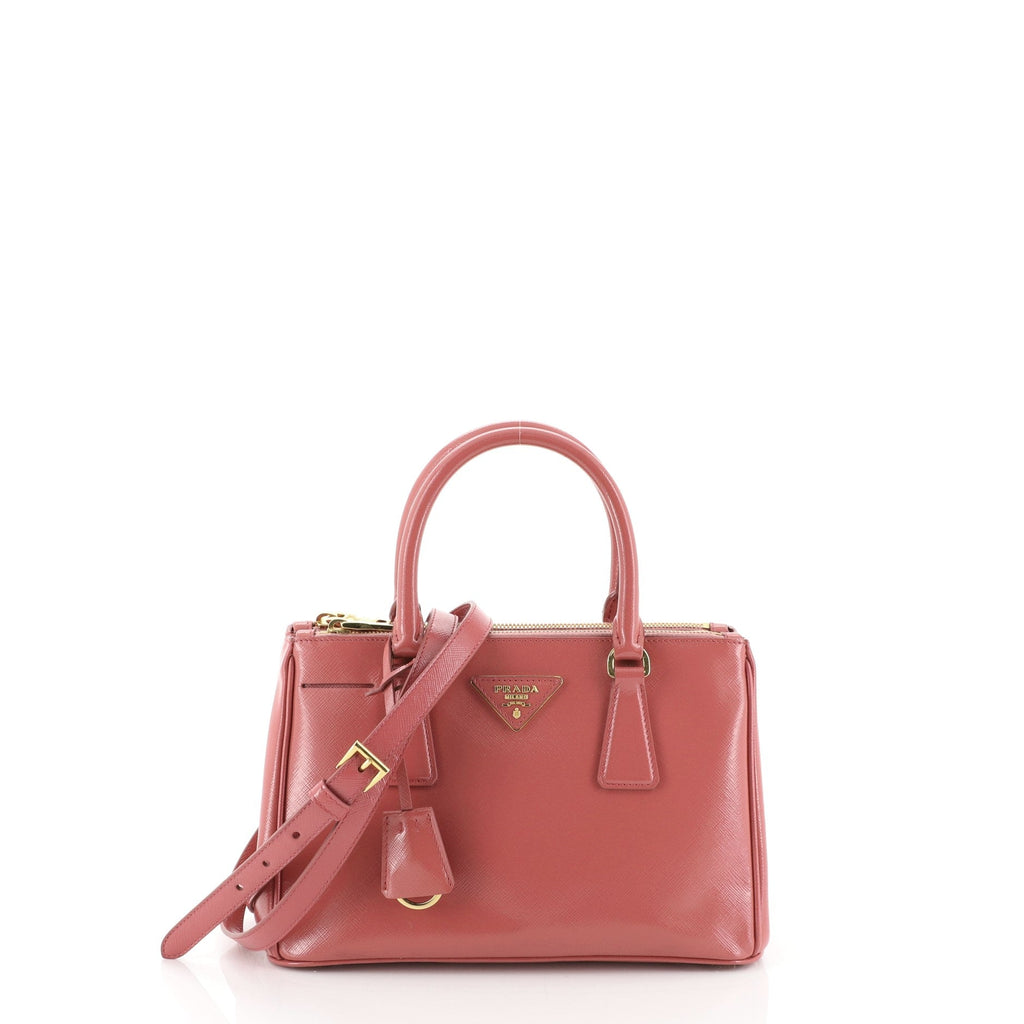 Double Zip Lux Tote Vernice Saffiano Leather Mini