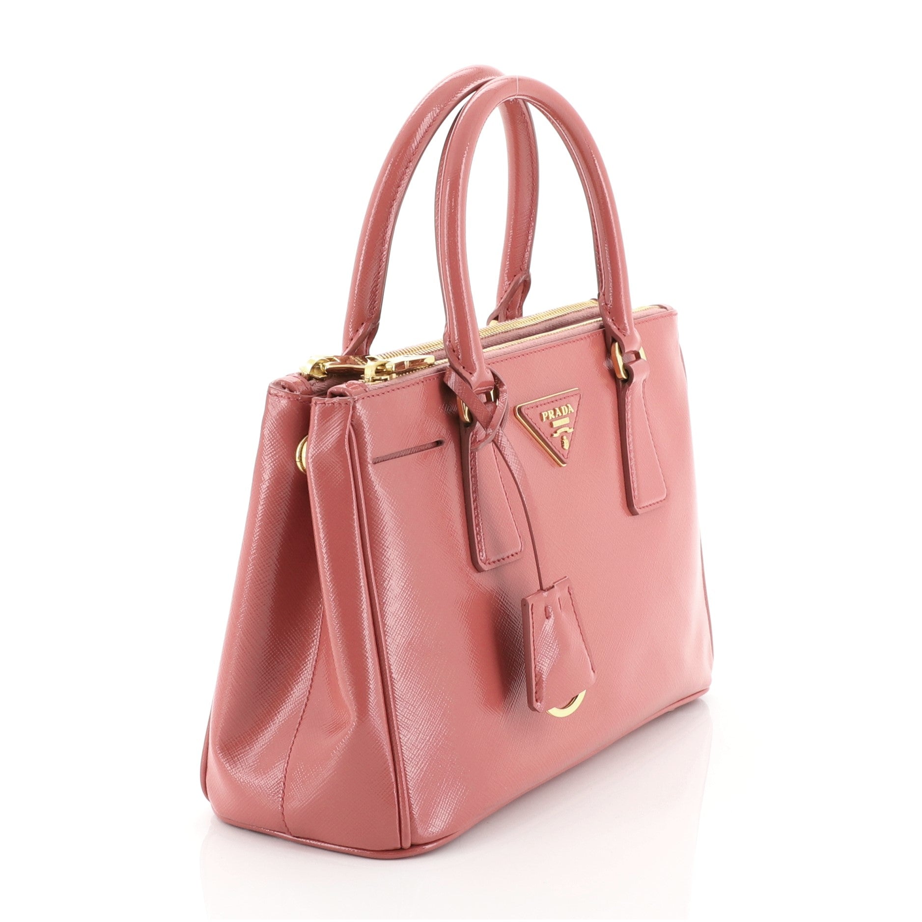 Double Zip Lux Tote Vernice Saffiano Leather Mini