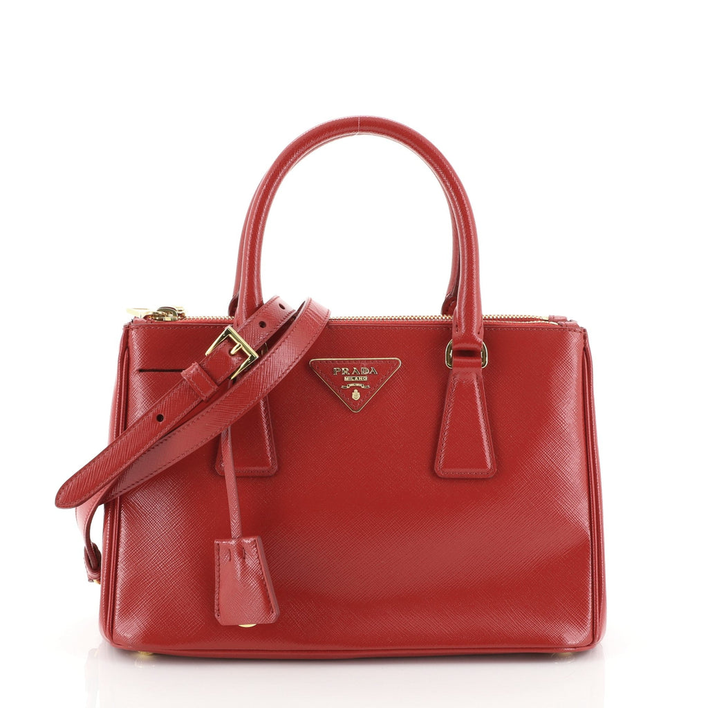 Double Zip Lux Tote Vernice Saffiano Leather Mini
