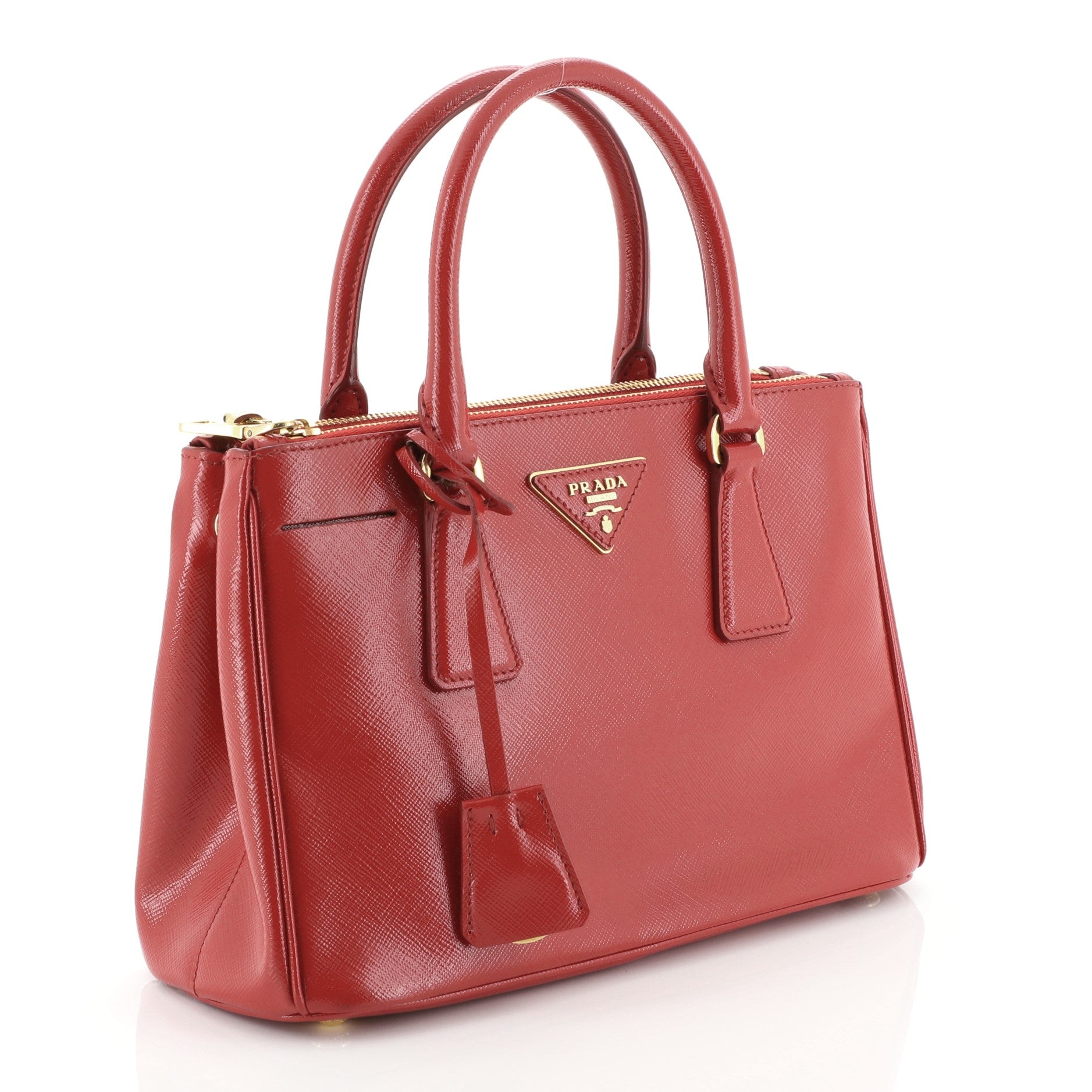 Double Zip Lux Tote Vernice Saffiano Leather Mini
