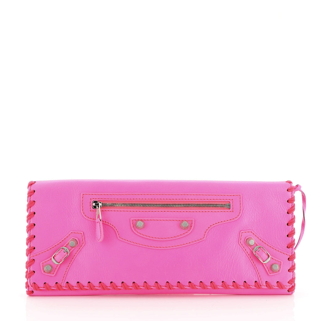 Flap Clutch Giant Studs Leather Long