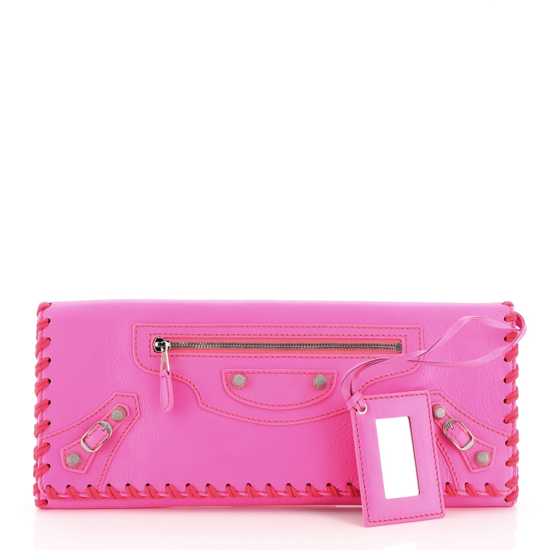 Flap Clutch Giant Studs Leather Long