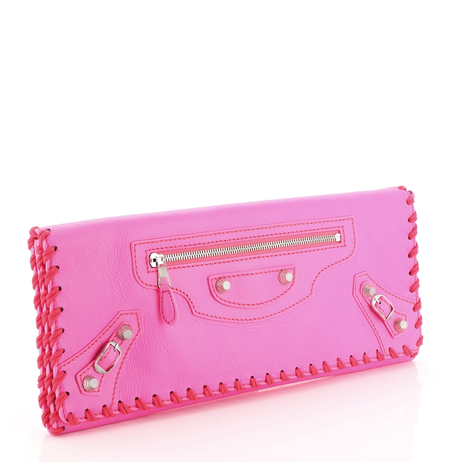 Flap Clutch Giant Studs Leather Long