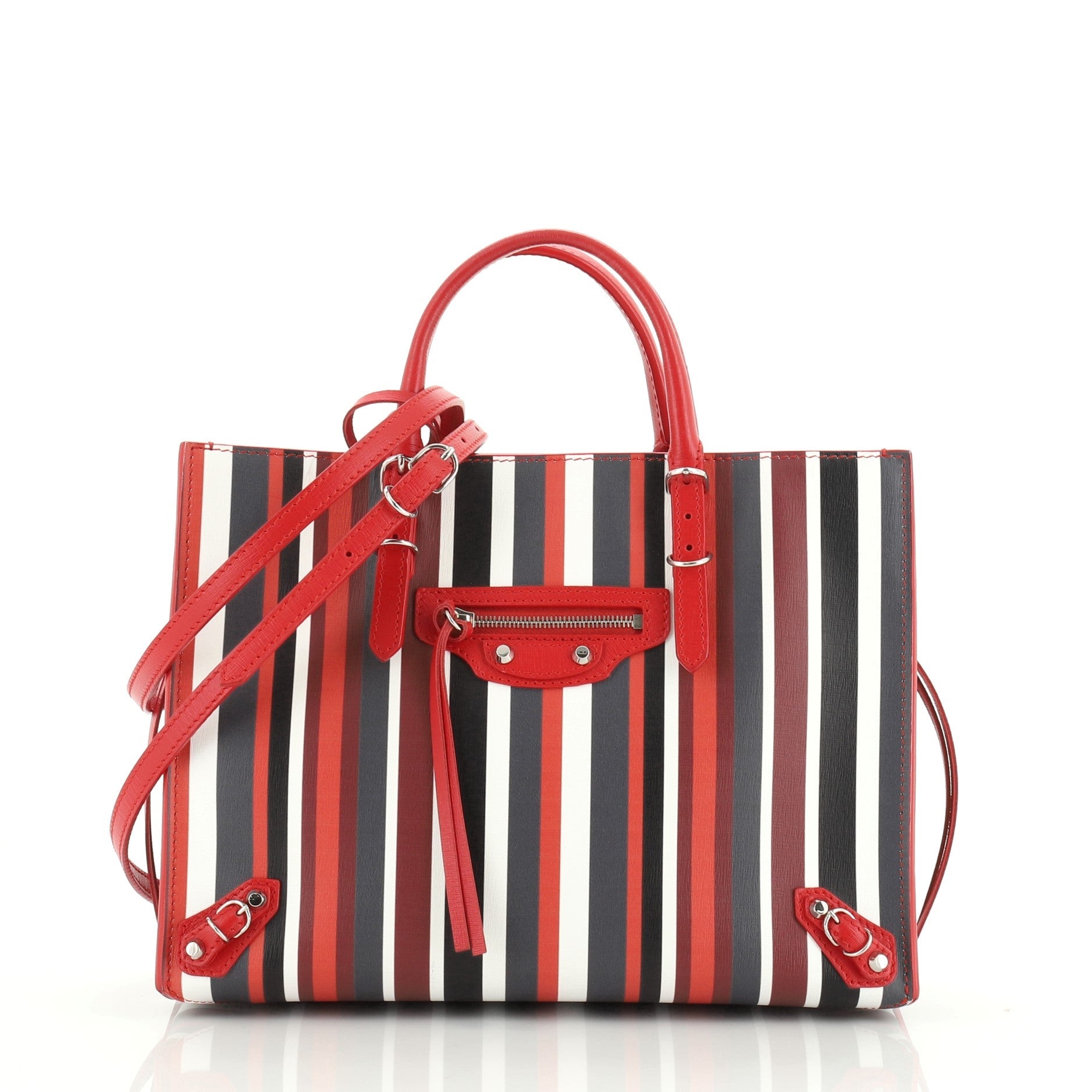 Papier A4 Zip Around Classic Studs Bag Striped Leather Mini
