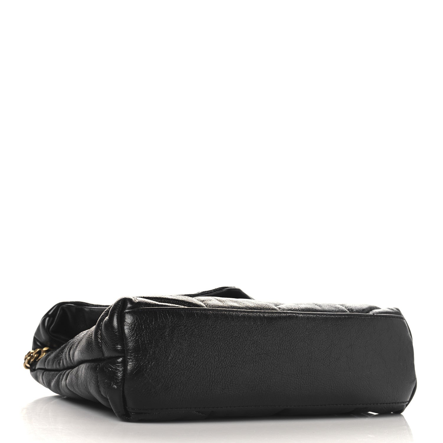 Crinkled Calfskin Quilted Toy Loulou Puffer Monogram Chain Satchel Black