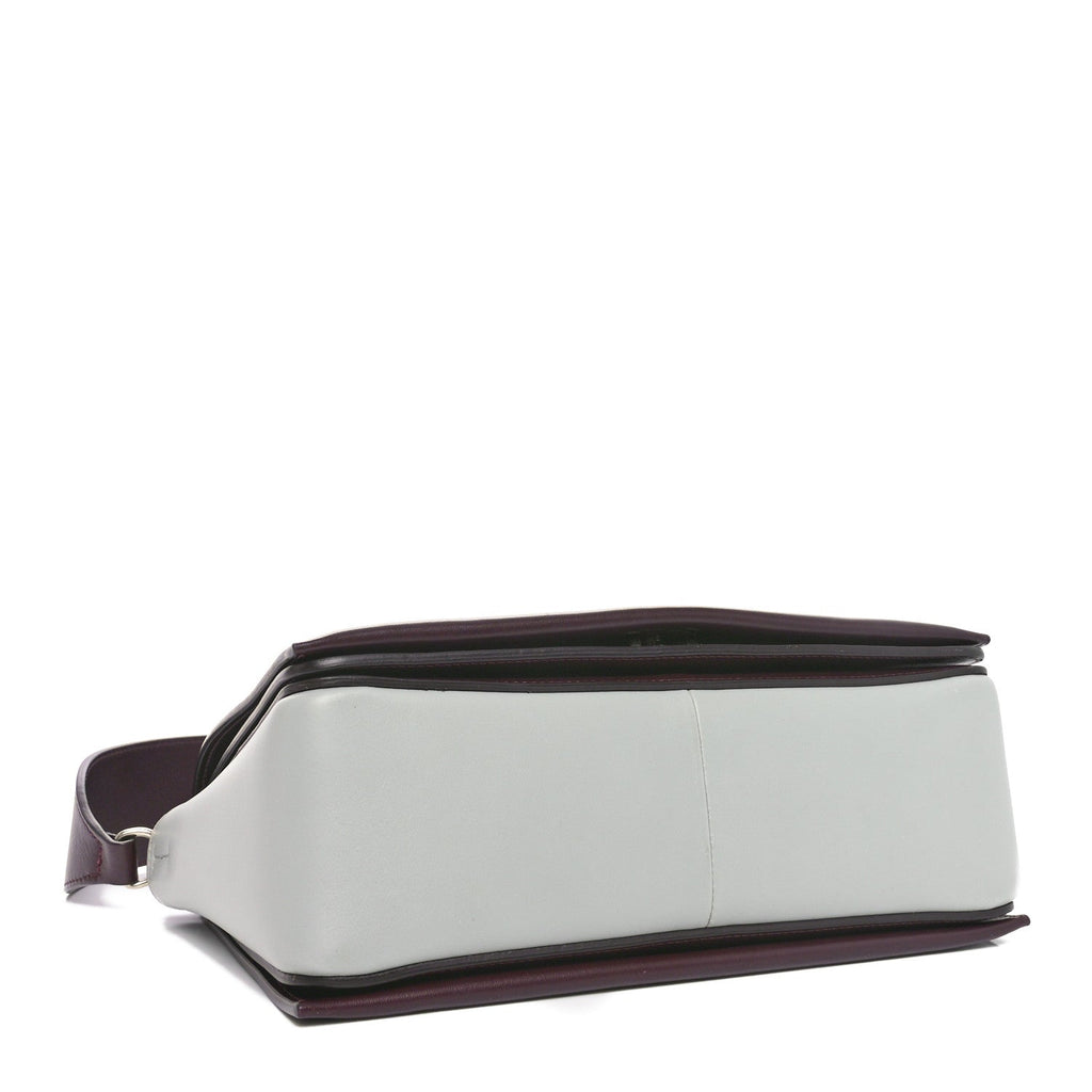 Shiny Smooth Calfskin Medium Frame Shoulder Bag Burgundy Pearl Blue