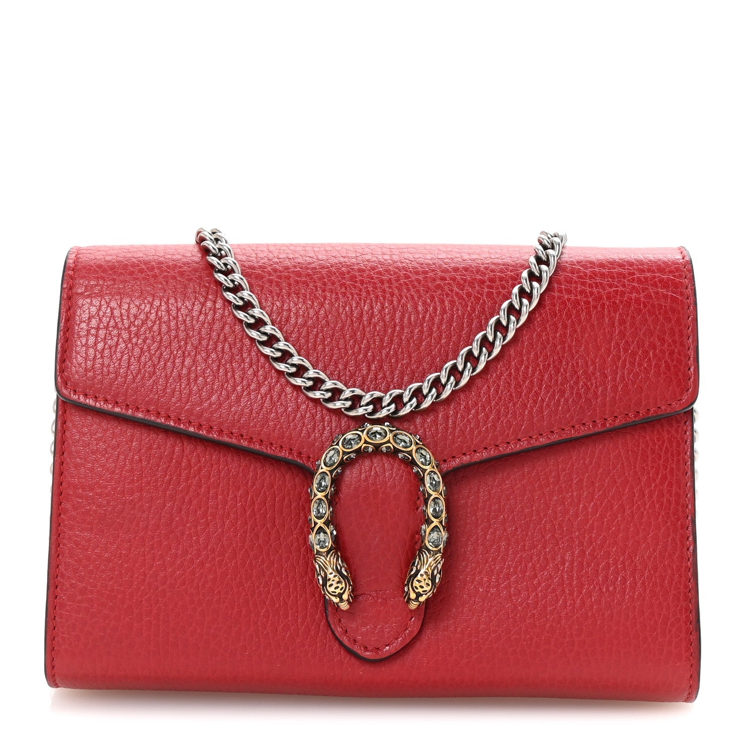 Calfskin Mini Dionysus Chain Wallet Hibiscus Red