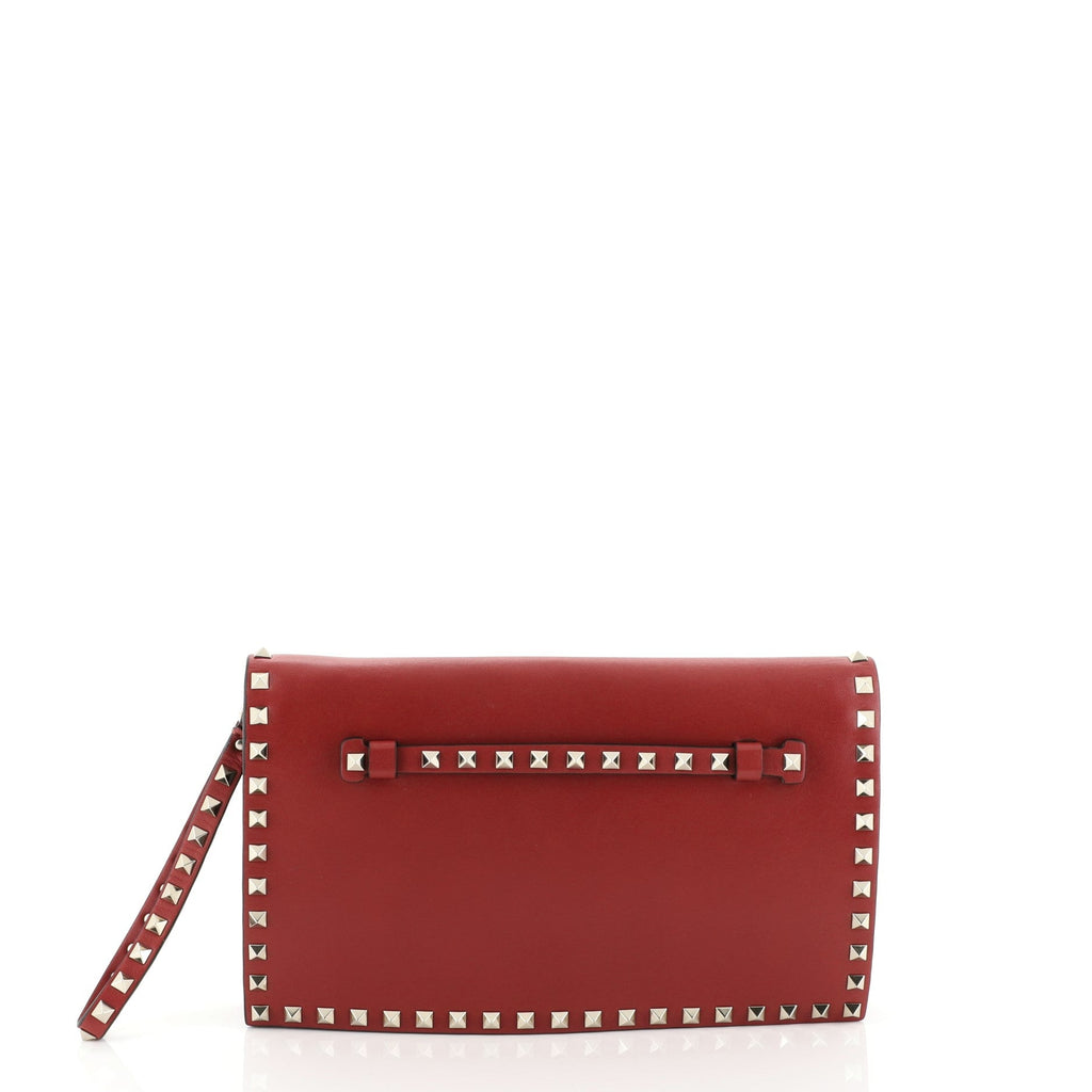Rockstud Flap Clutch Leather