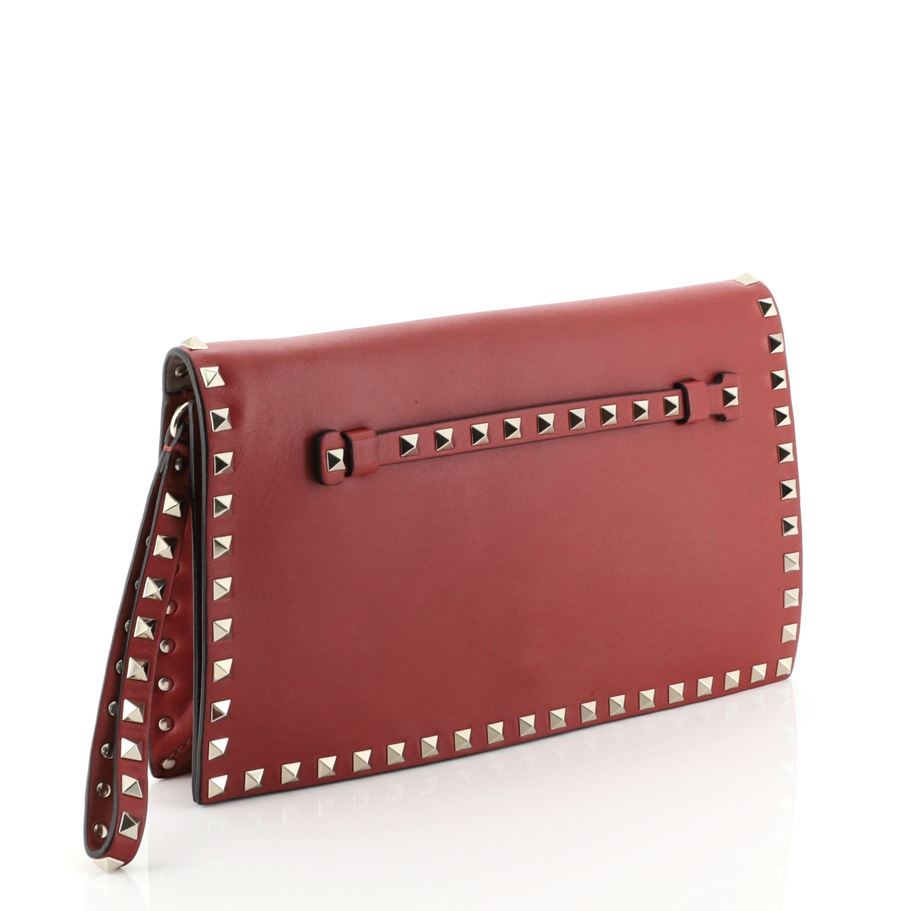 Rockstud Flap Clutch Leather