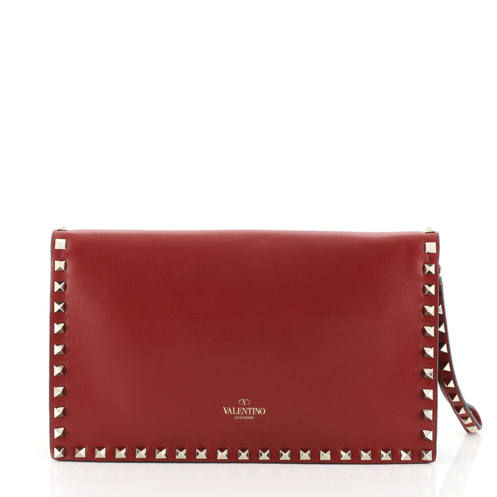 Rockstud Flap Clutch Leather