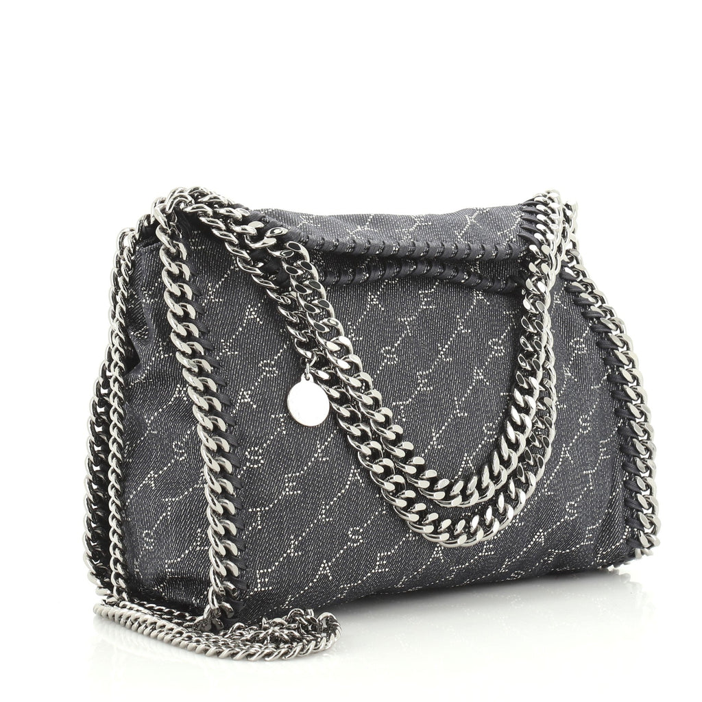 Falabella Fold Over Crossbody Bag Printed Denim Mini