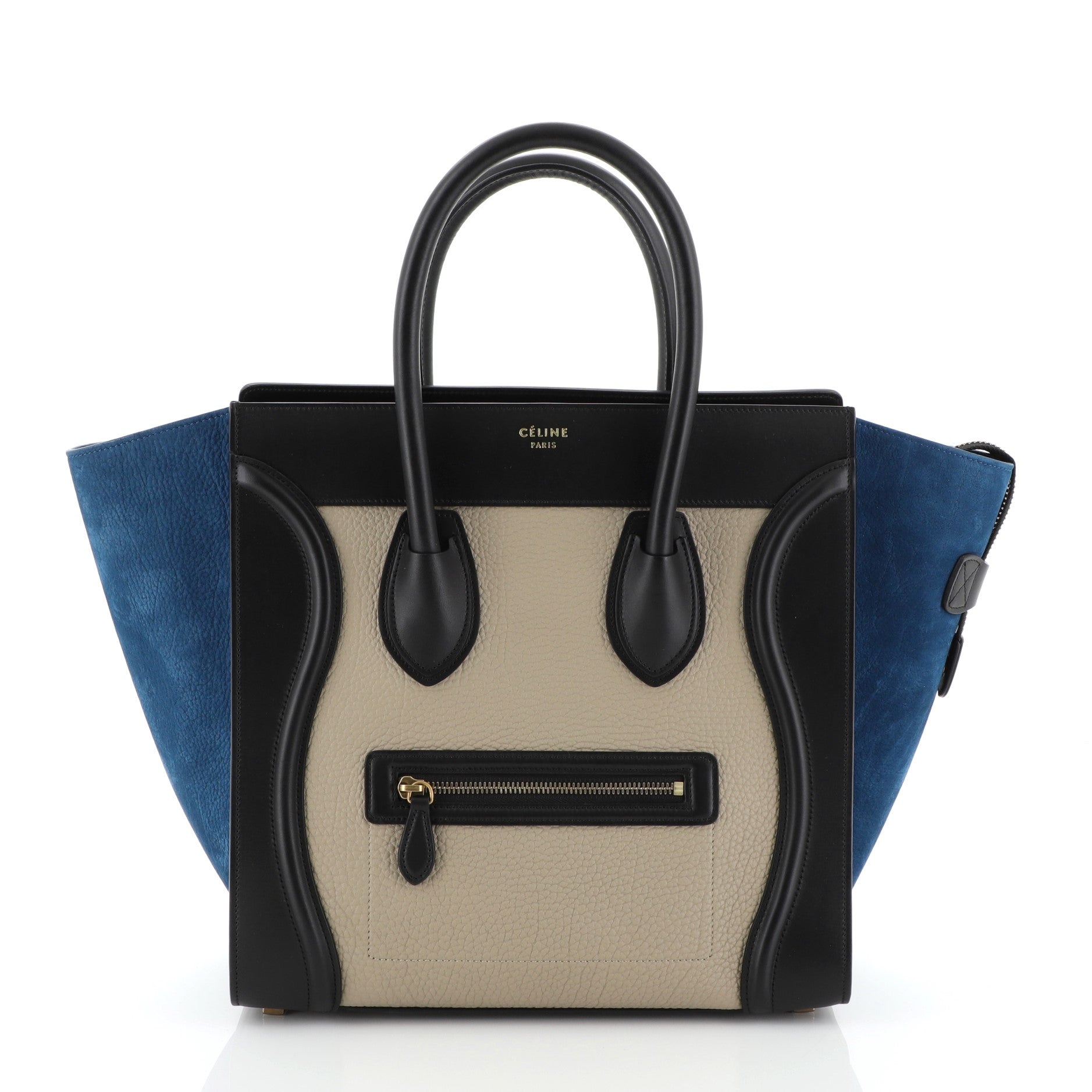 Tricolor Luggage Handbag Leather Mini