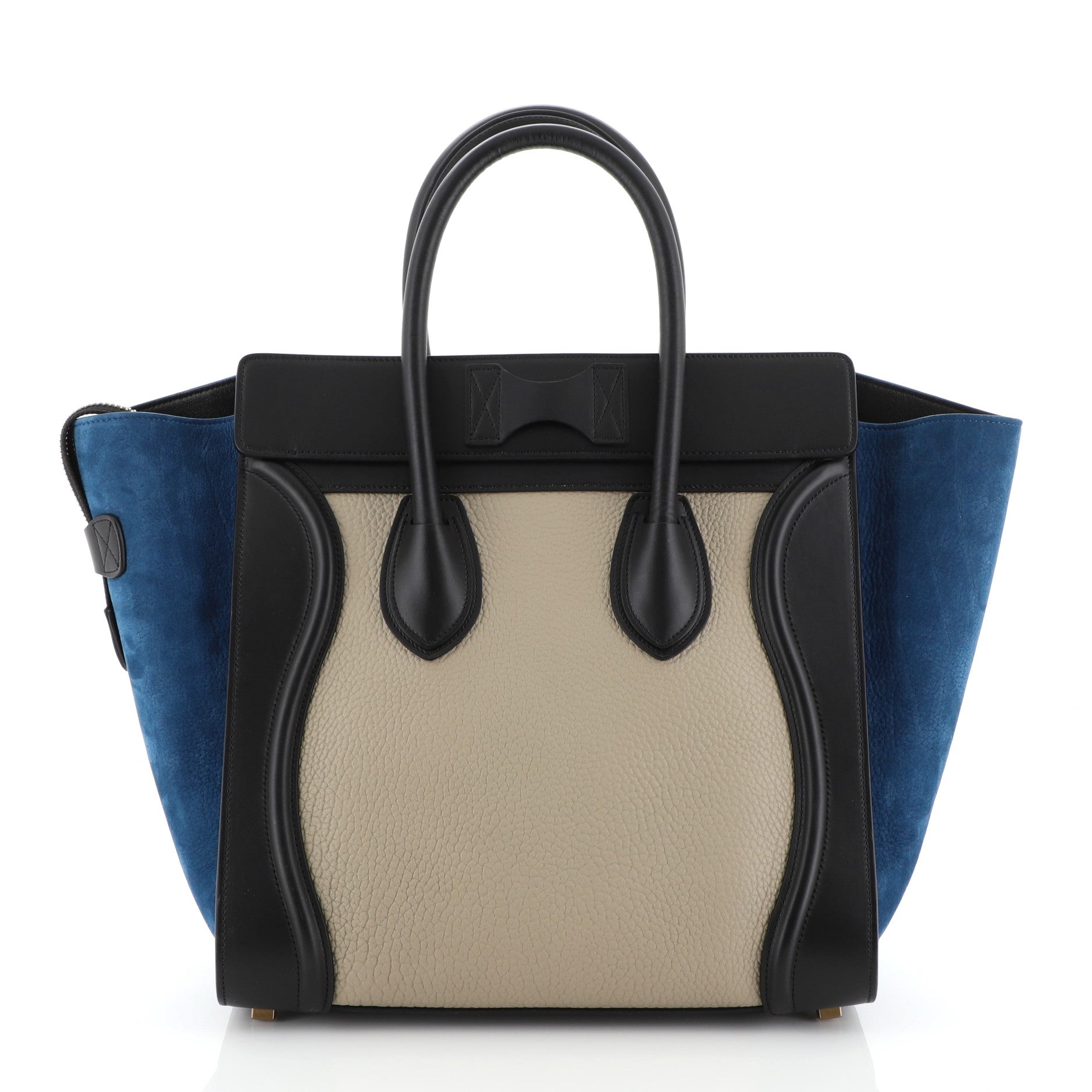 Tricolor Luggage Handbag Leather Mini
