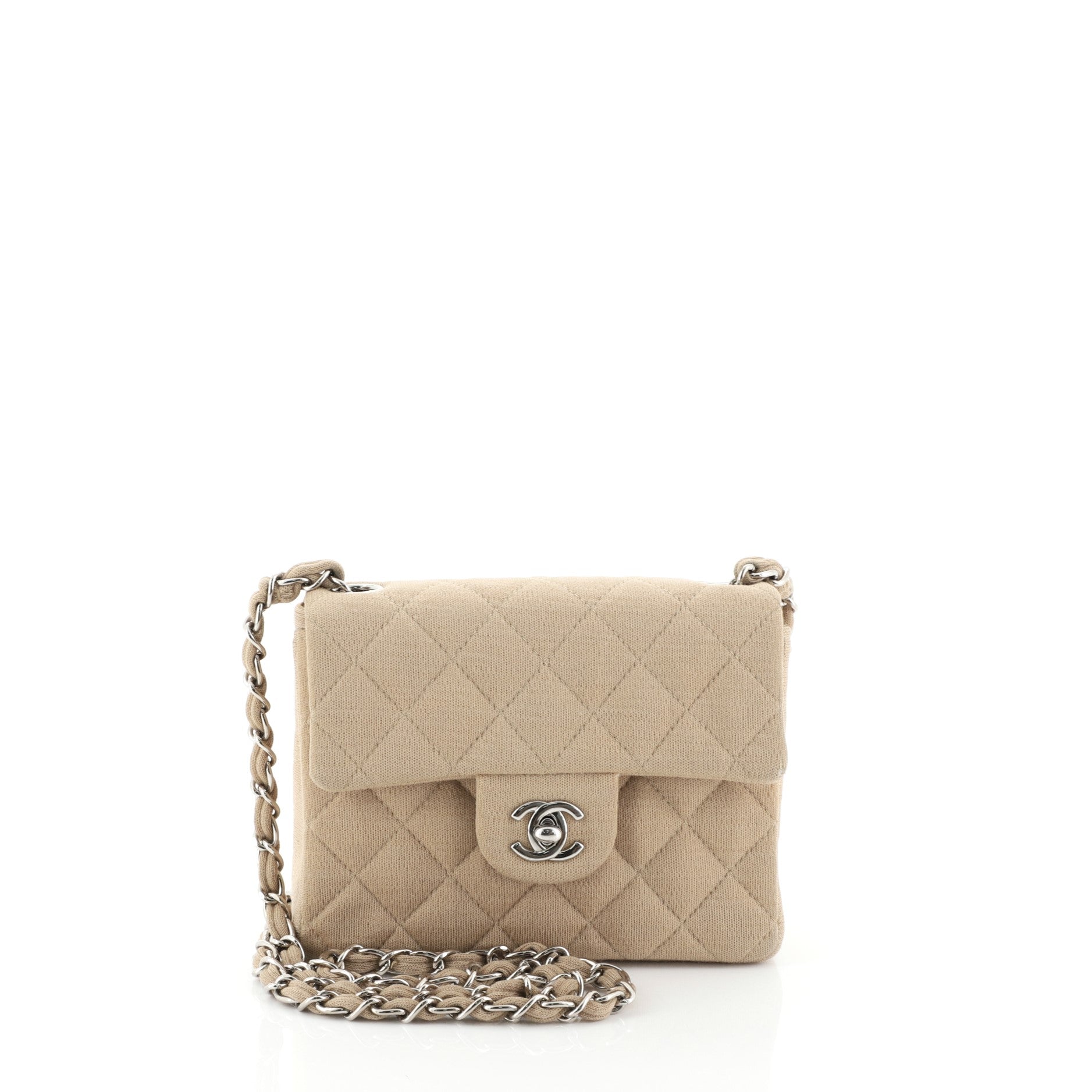 Vintage Square Classic Single Flap Bag Quilted Jersey Mini
