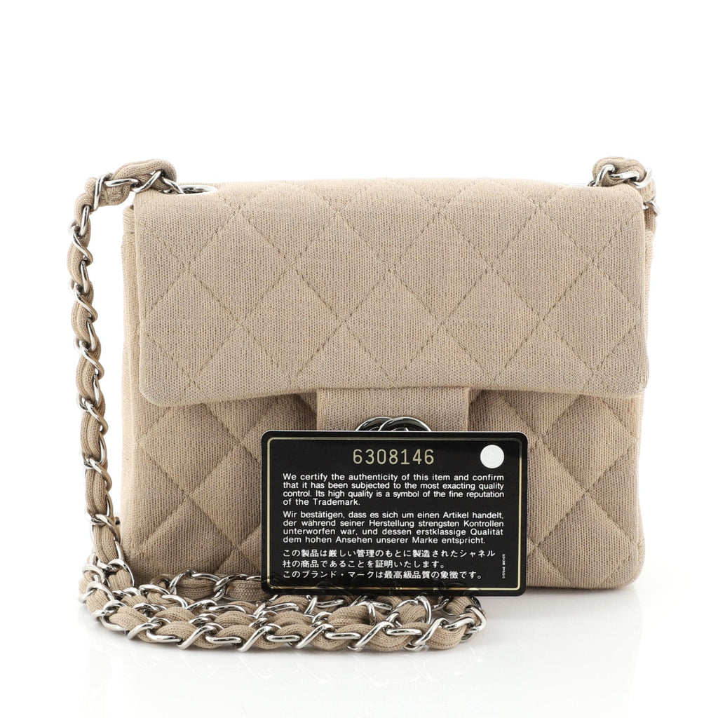 Vintage Square Classic Single Flap Bag Quilted Jersey Mini