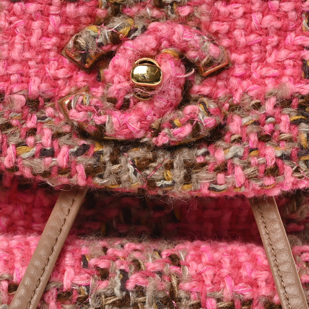 Wool Tweed Elegant Backpack Pink Brown