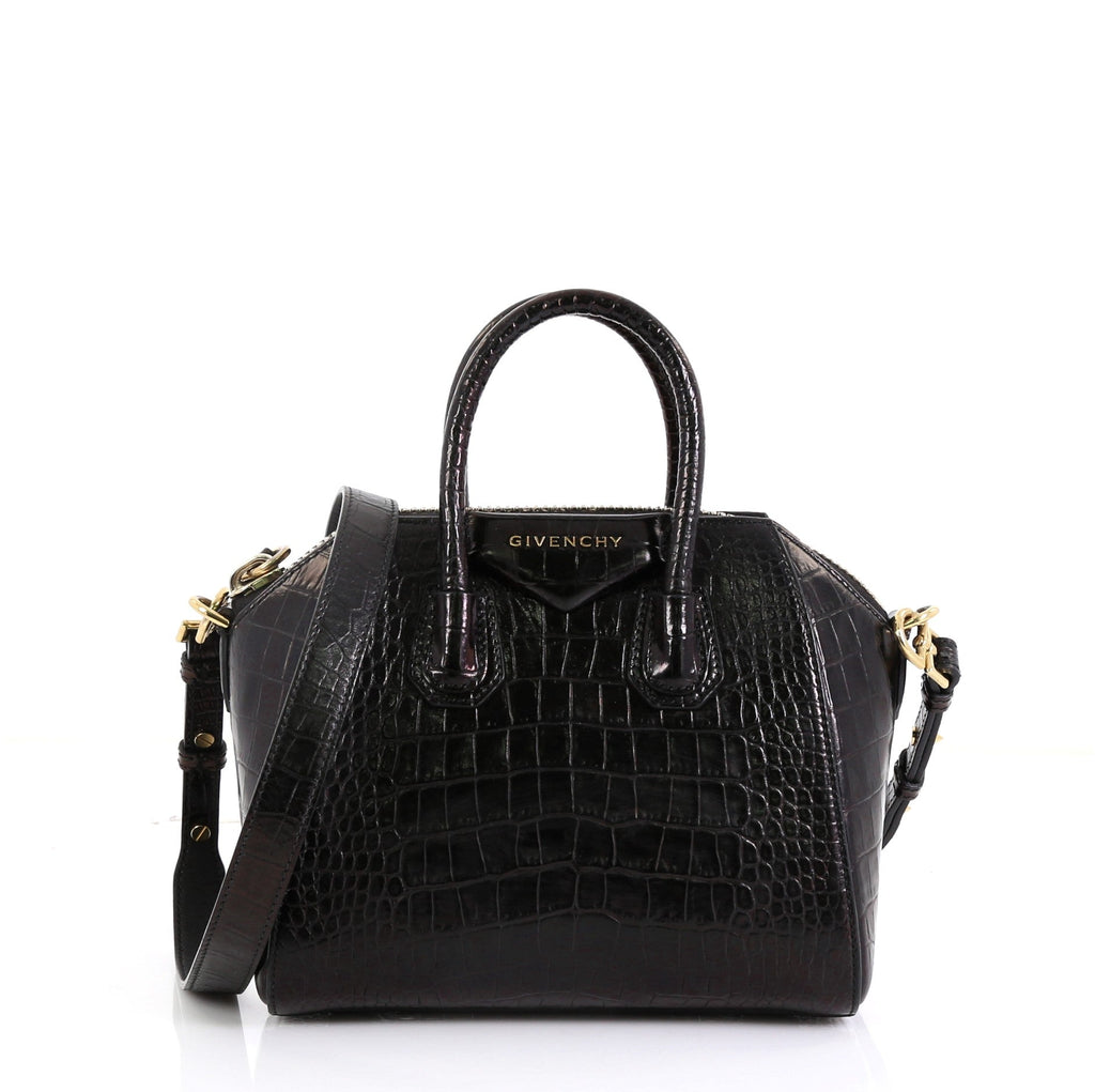 Antigona Bag Crocodile Embossed Leather Mini